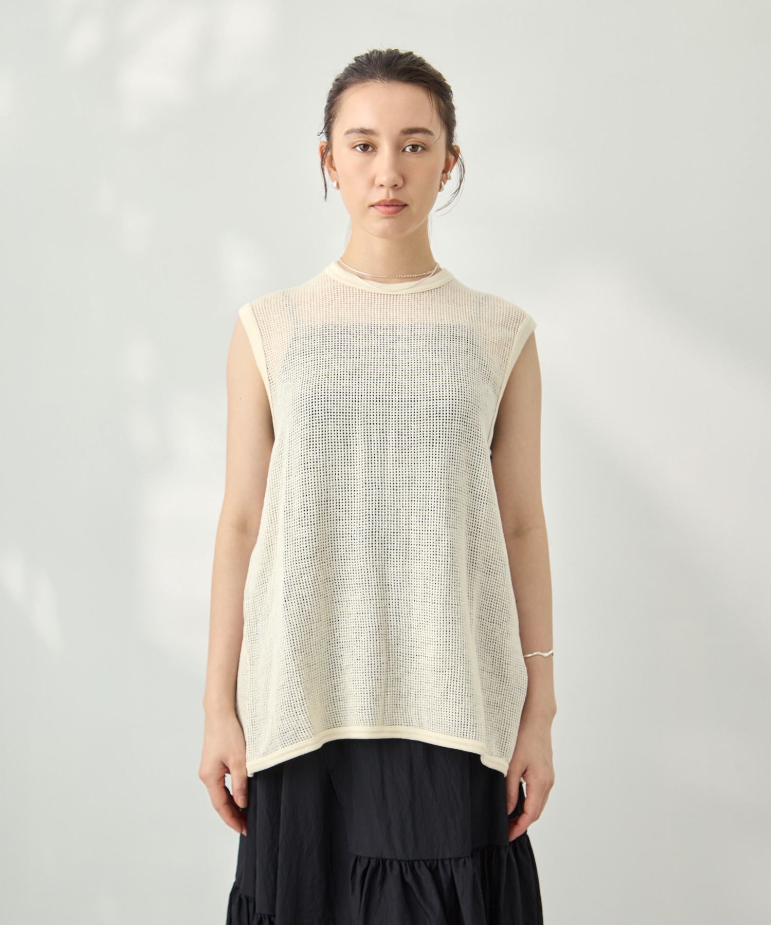 Basket Mesh Back-slit Tank PHEENY