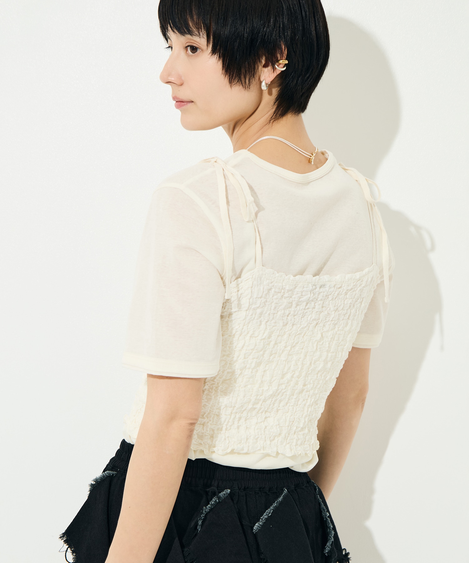 Shrink Lace Frill Camisole PHEENY