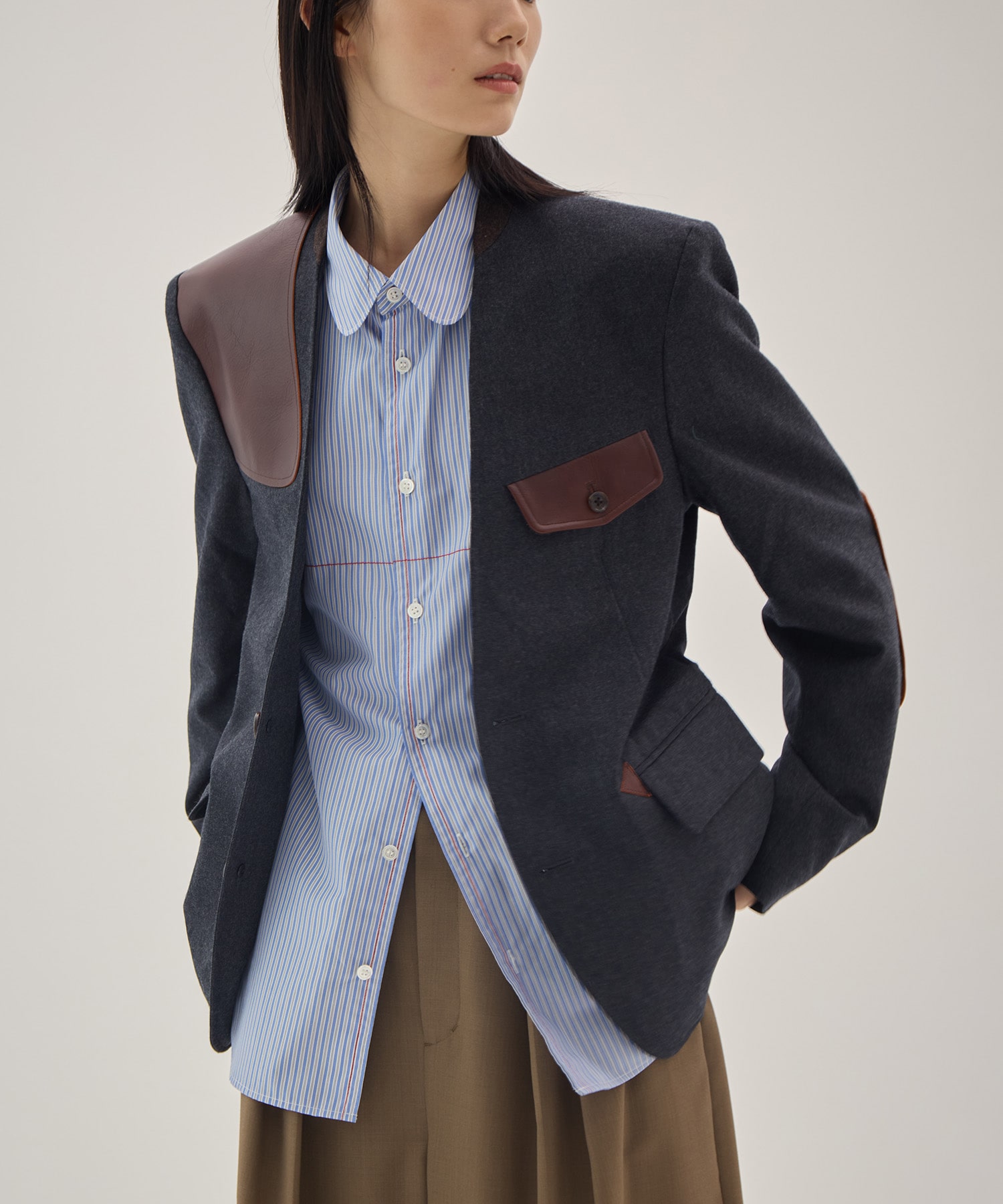 Round collar shirt KHOKI