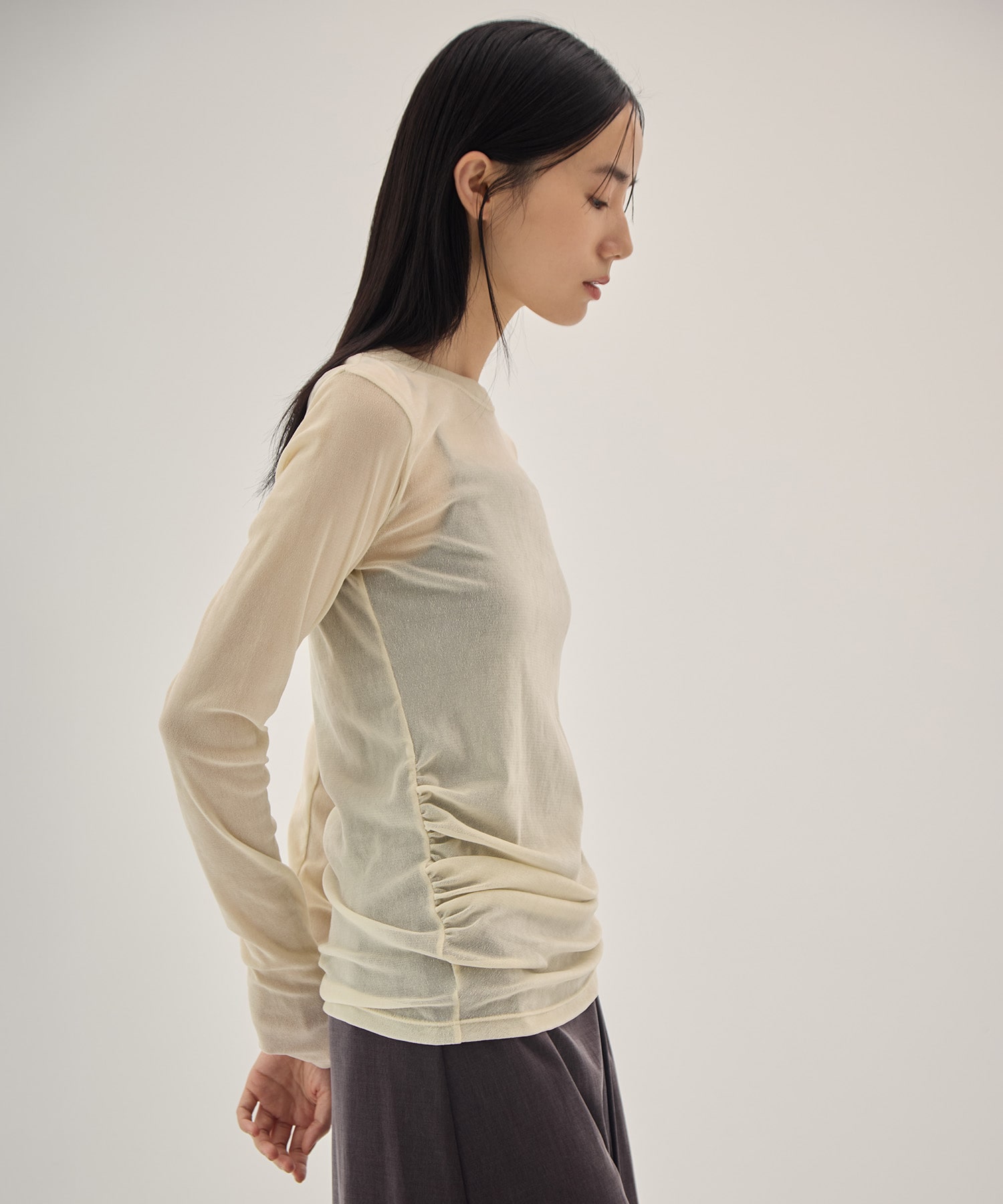 Sheer Velvet Flocked Tulle L/S Top PHEENY