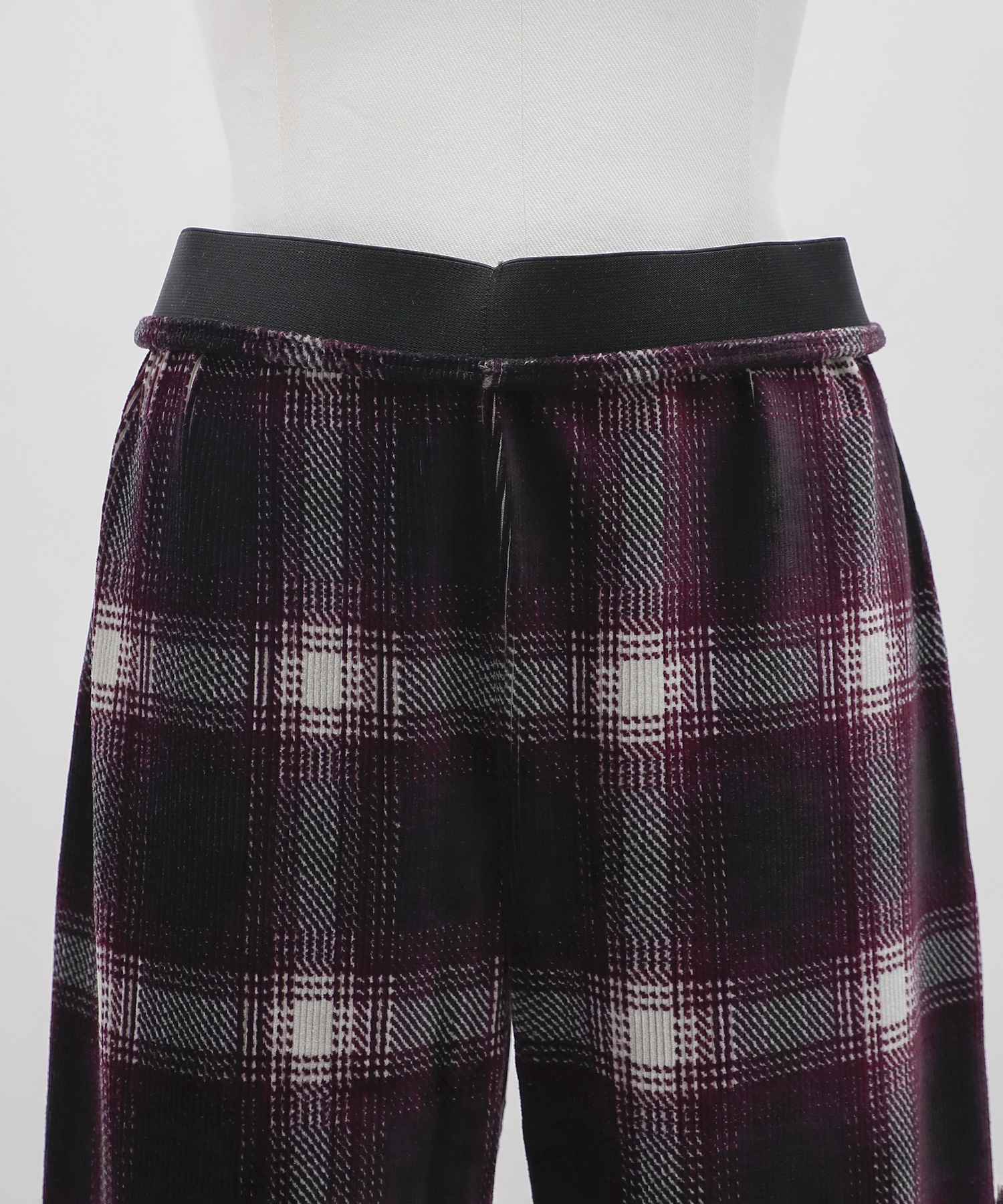 Ombre Check Stretch Corduroy Wide Pants PHEENY