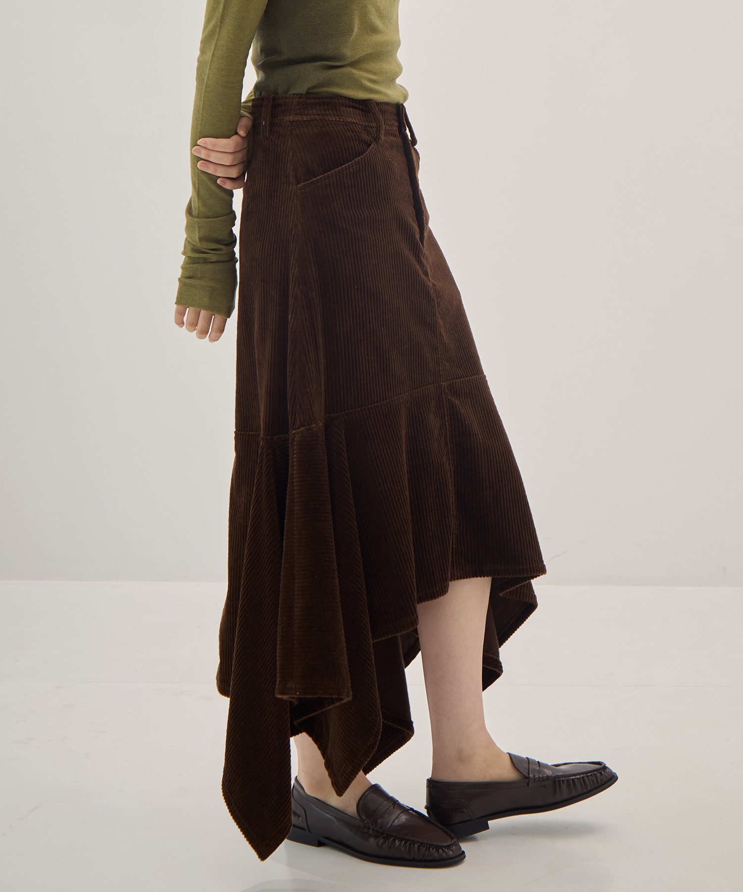 Corduroy panelled drape skirt 08sircus