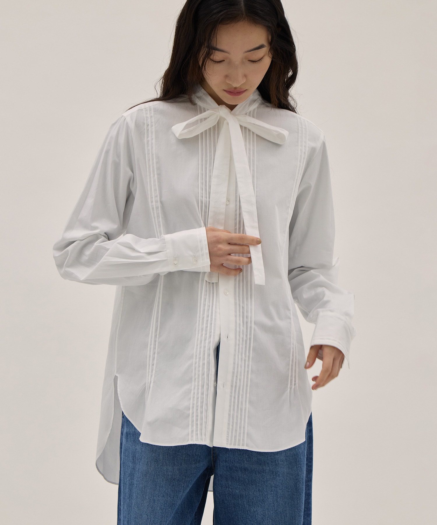 Ribbon Tie Blouse - Solid＆Leopard RhodolirioN