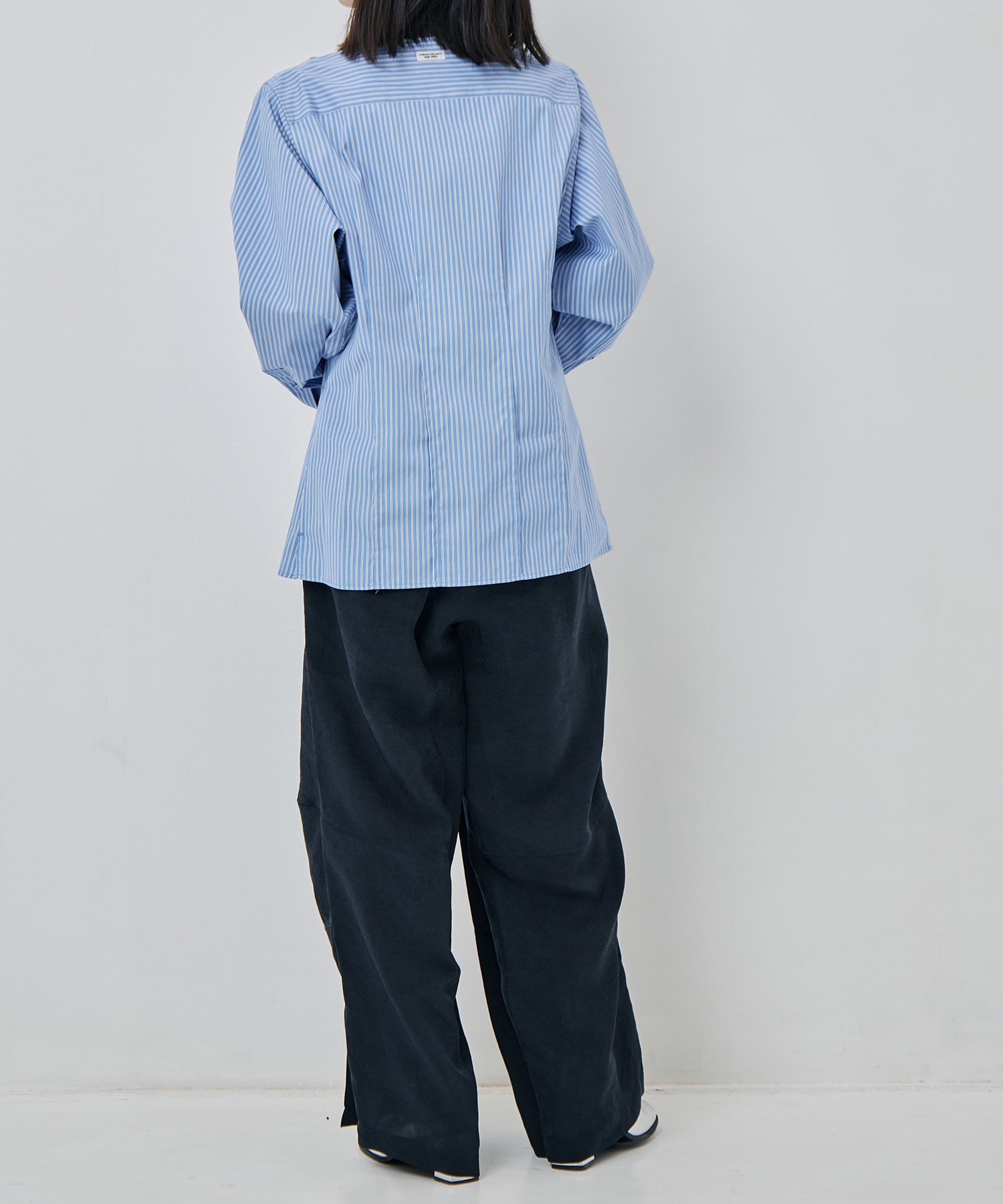 STRIPE WASHED COTTON BROAD BOATNECK SHAPE BLOUSE JANE SMITH