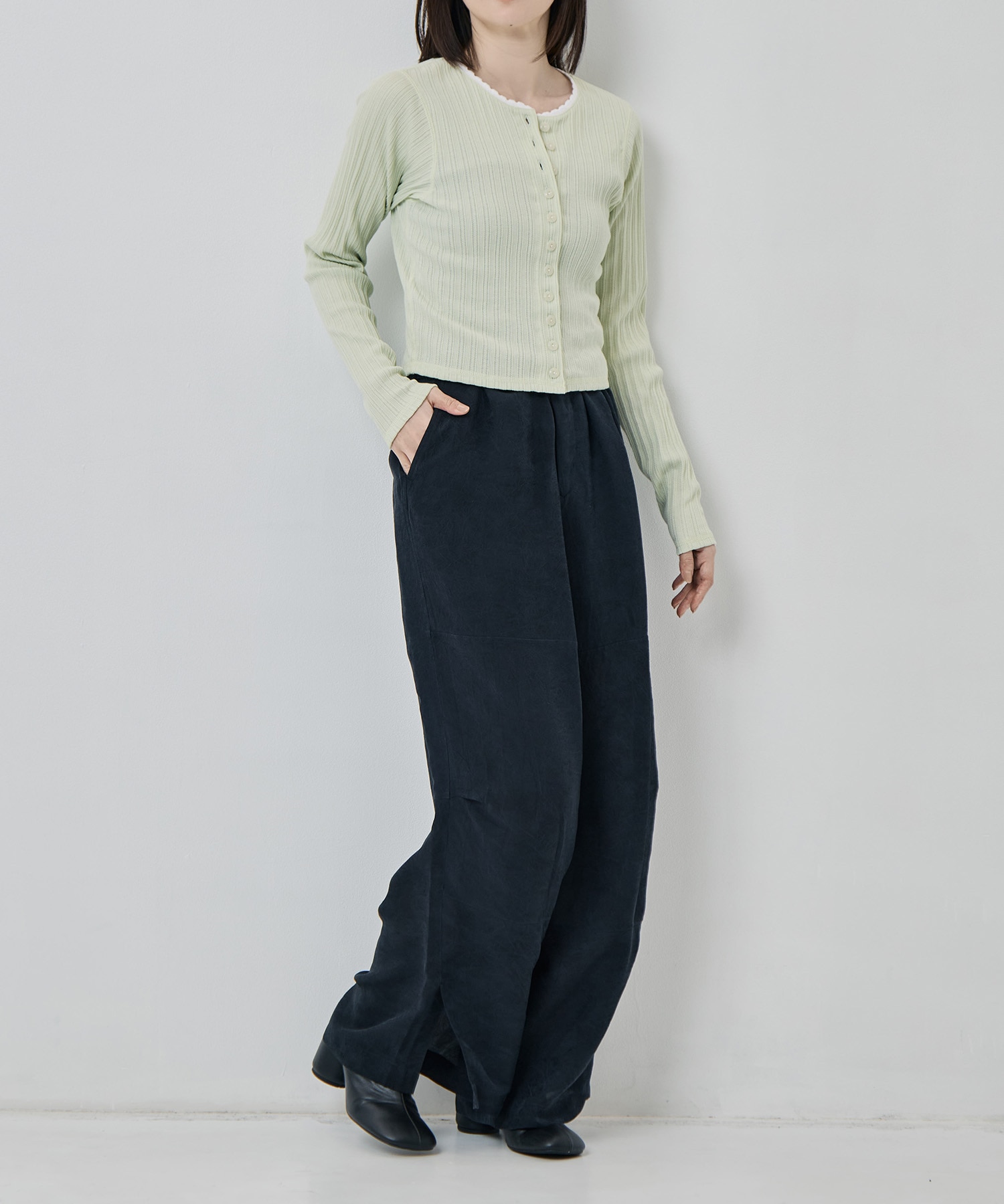 COTTON EYELET RIB CARDIGAN JANE SMITH