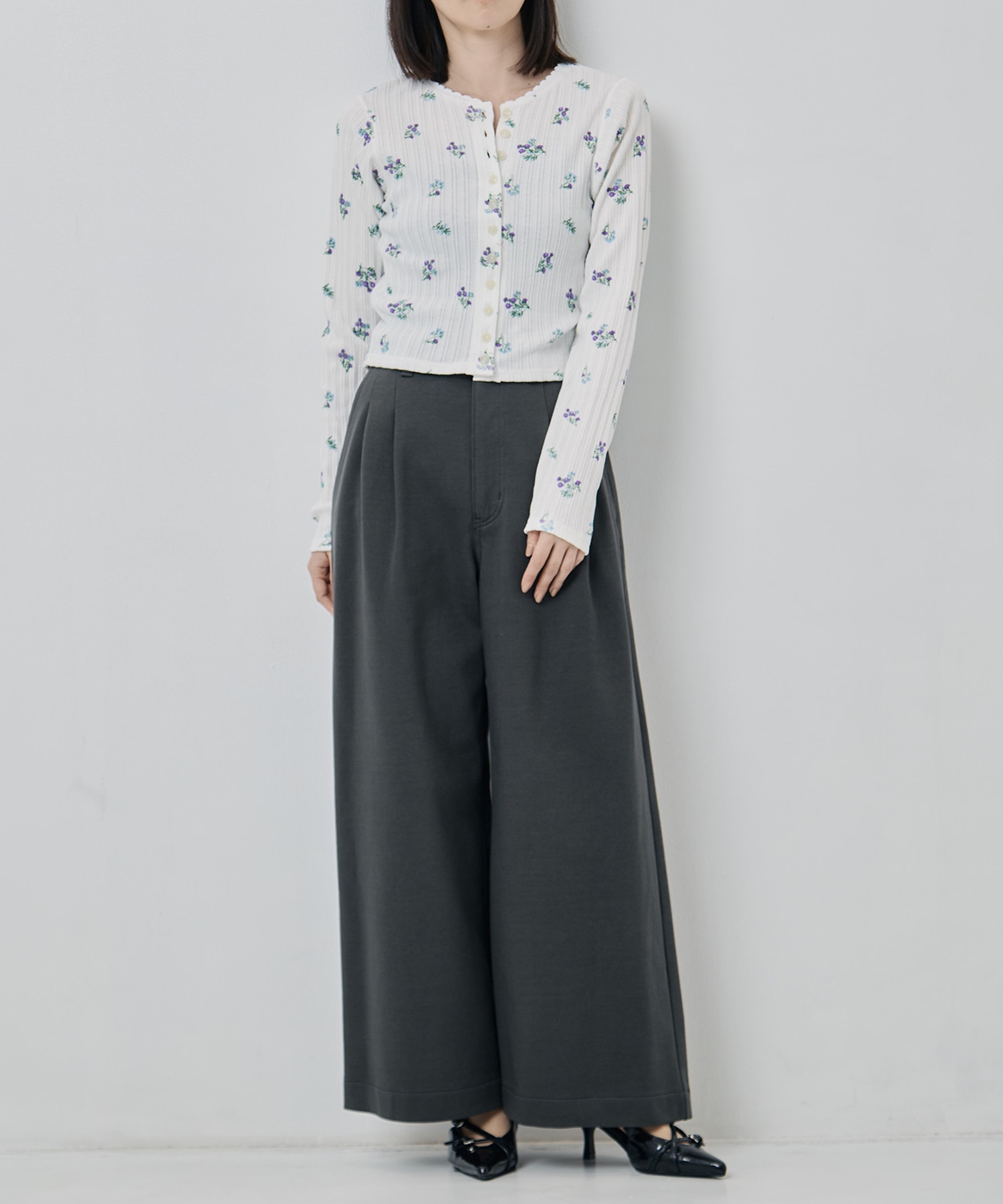 COTTON EYELET RIB FLOWER CARDIGAN JANE SMITH