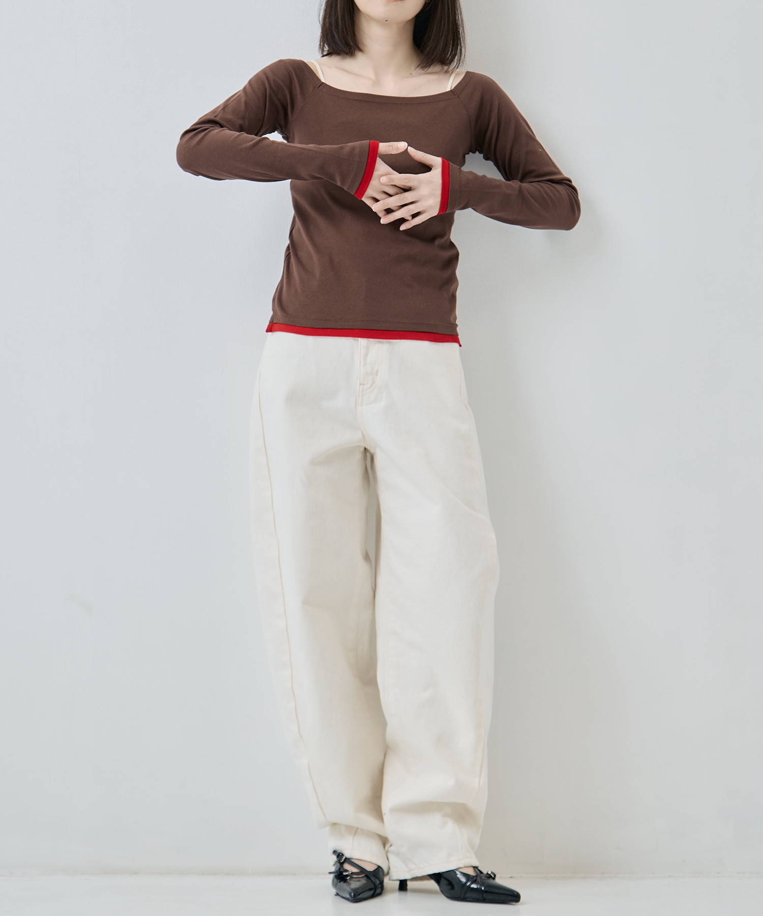 COTTON OFF SHOULDER LAYERED PULLOVER JANE SMITH