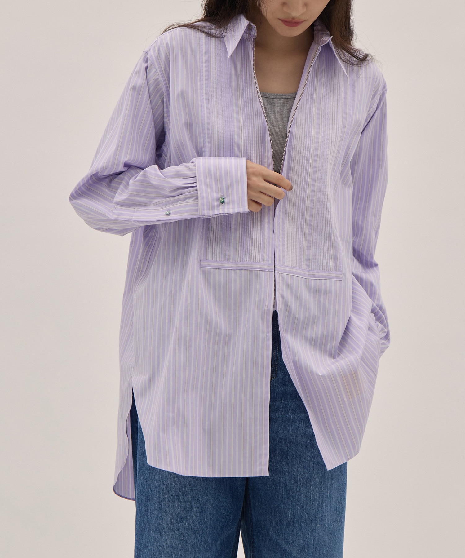 Pintuck FrontZip Shirt PONTI