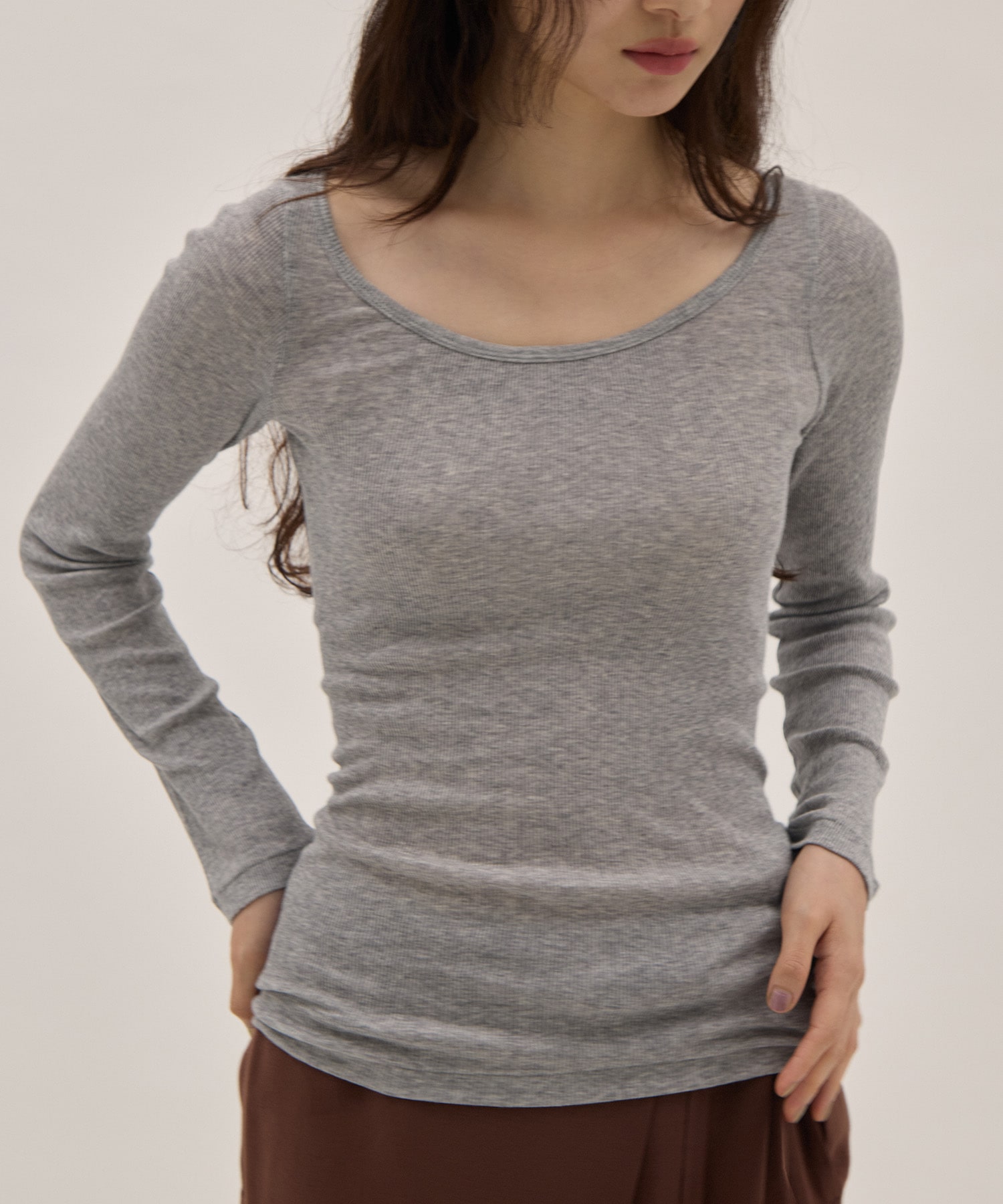 COMPACT RIB LONG SLEEVE T-SHIRT ATON