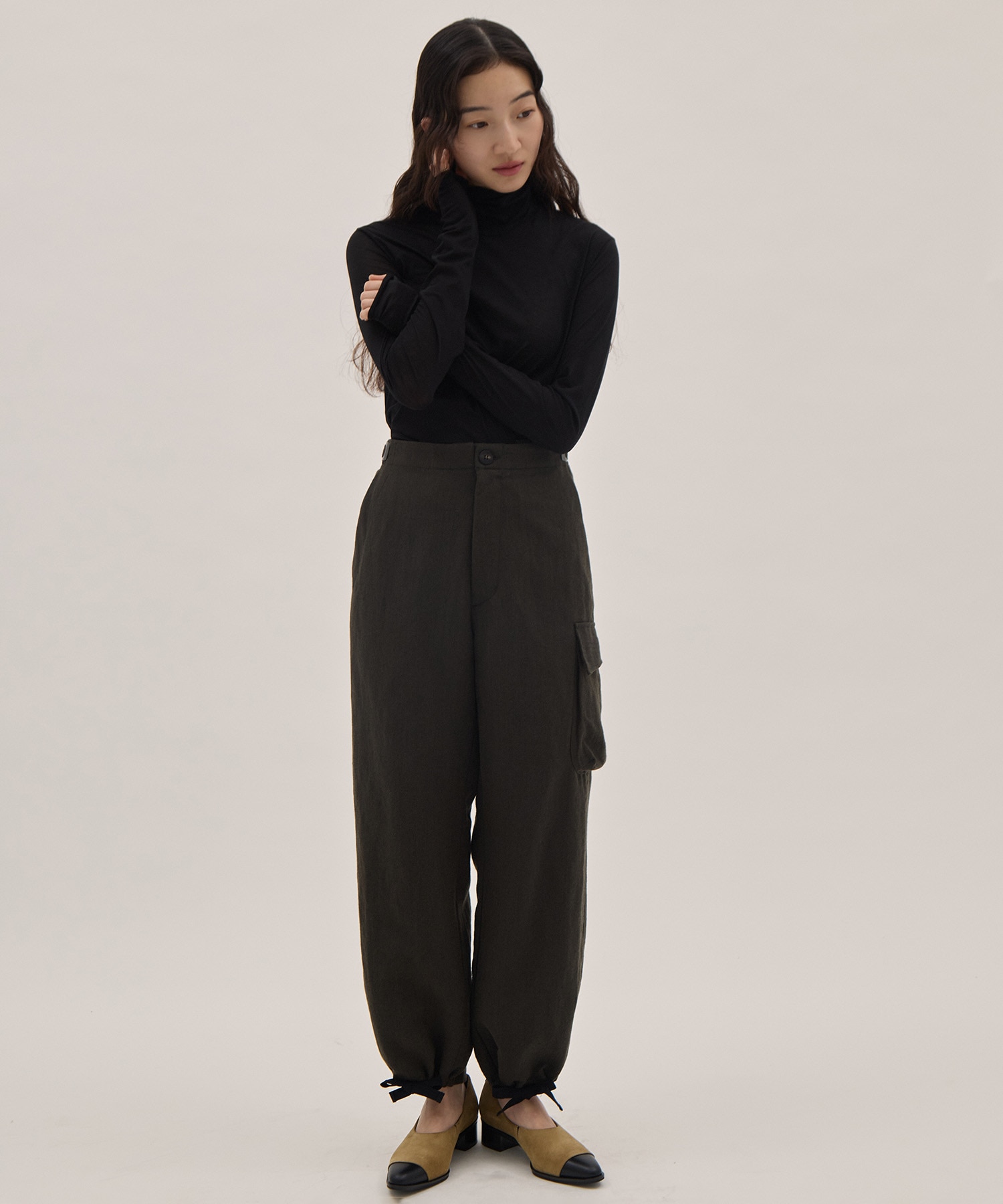 Wool Linen Herringbone Cargo Pants PONTI