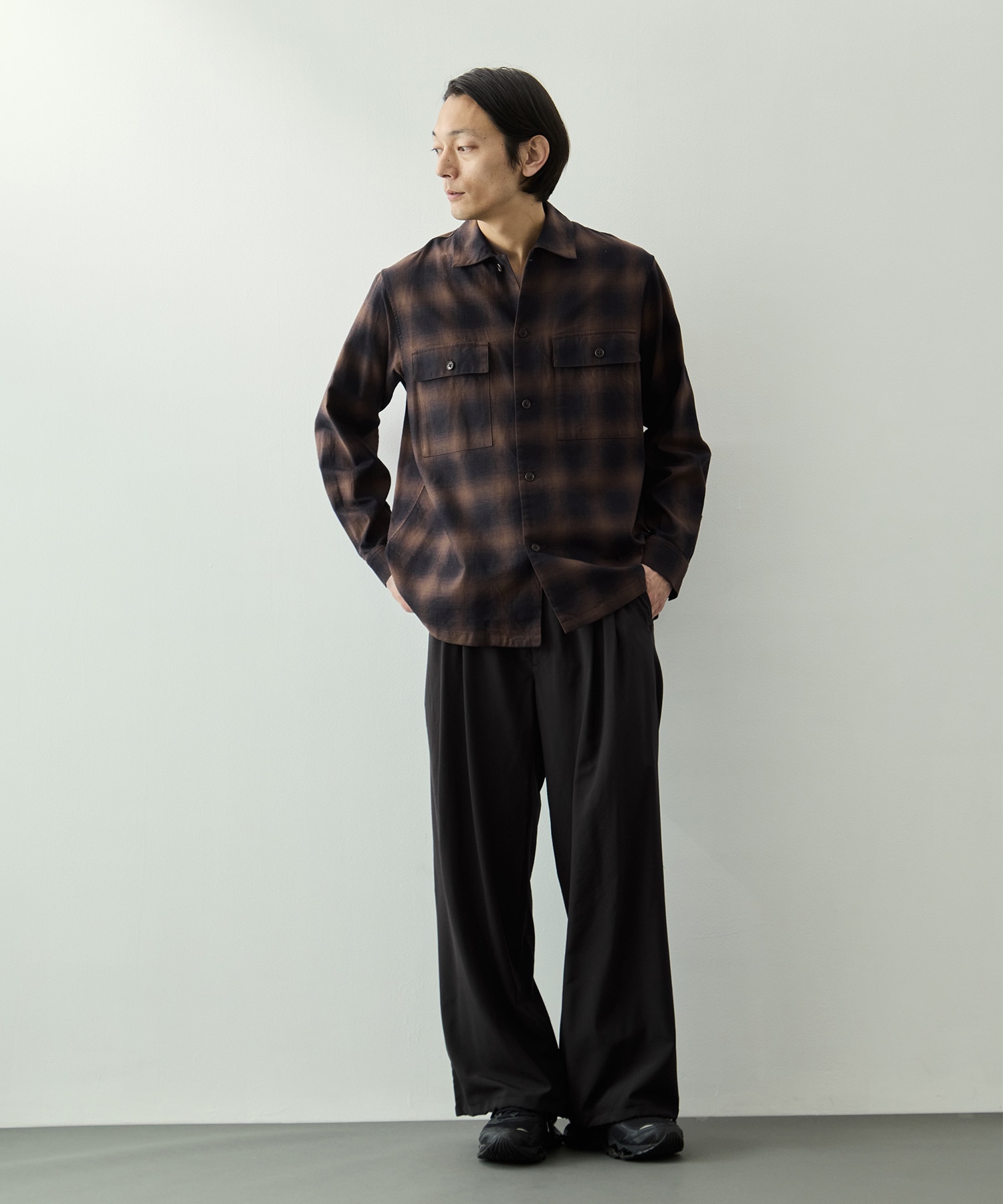 ロープインディゴオンブレCPOシャツ KEY TIMEZ