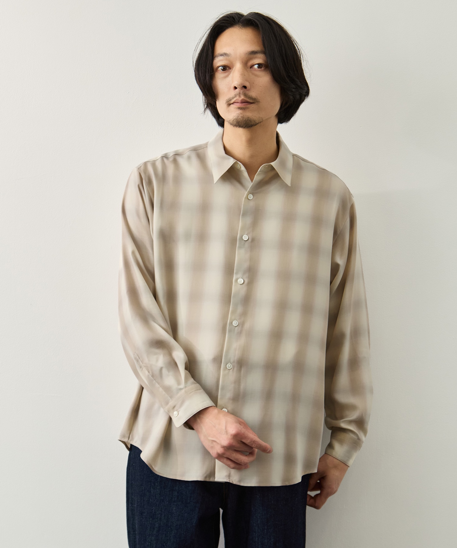 キュプラアムンゼンオンブレチェックシャツ KEY TIMEZ