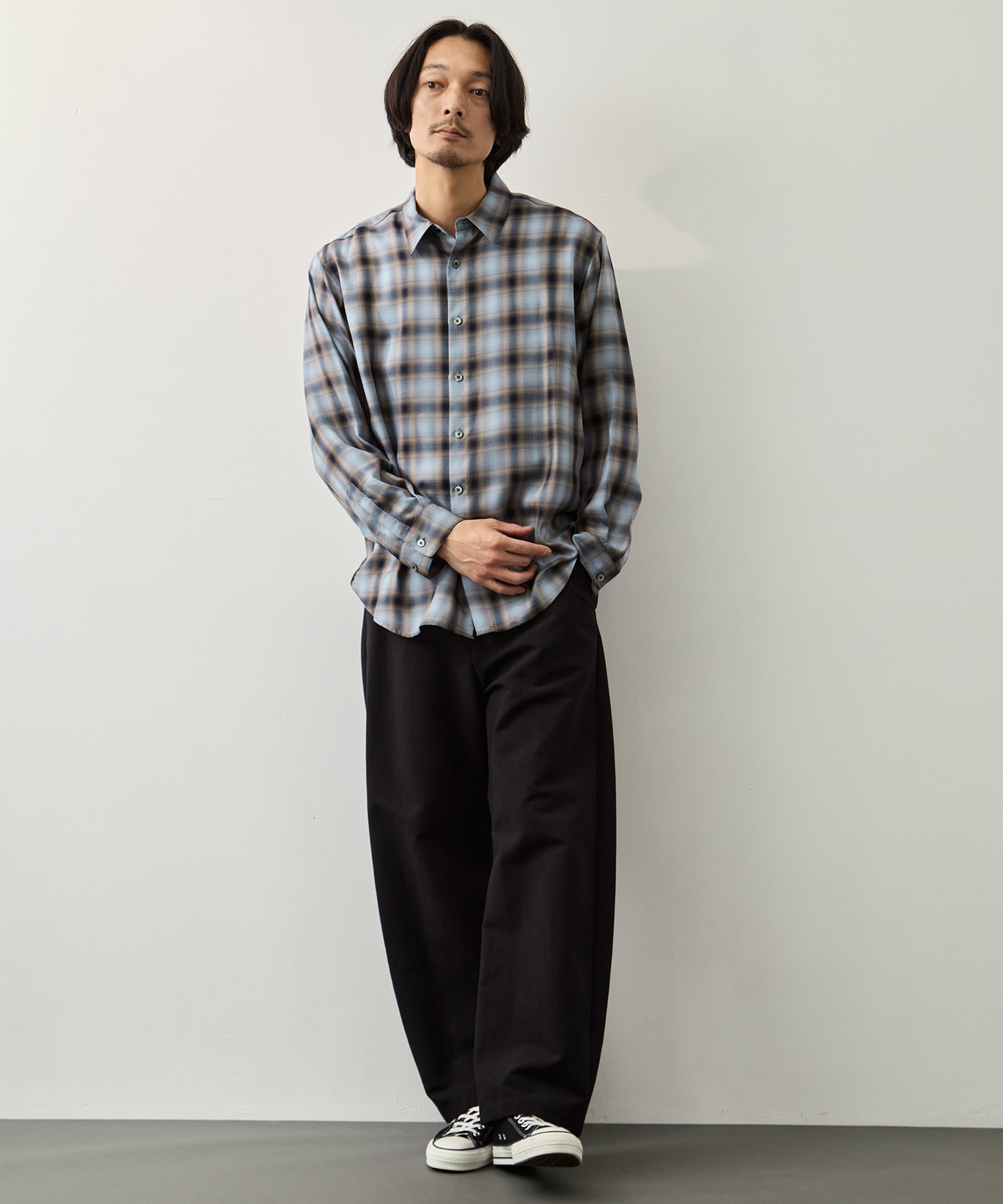 キュプラアムンゼンオンブレチェックシャツ KEY TIMEZ