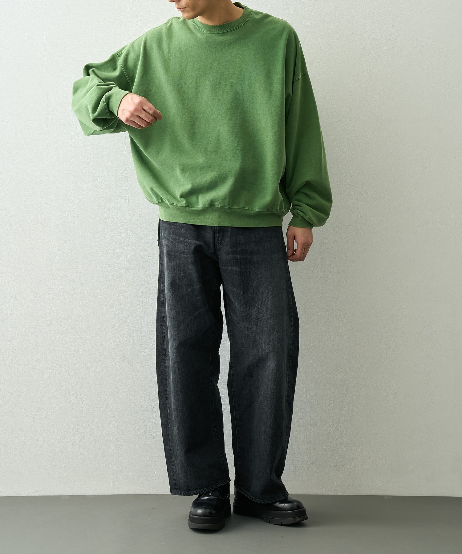 SP加工裏毛BIGサイズクルー REMI RELIEF