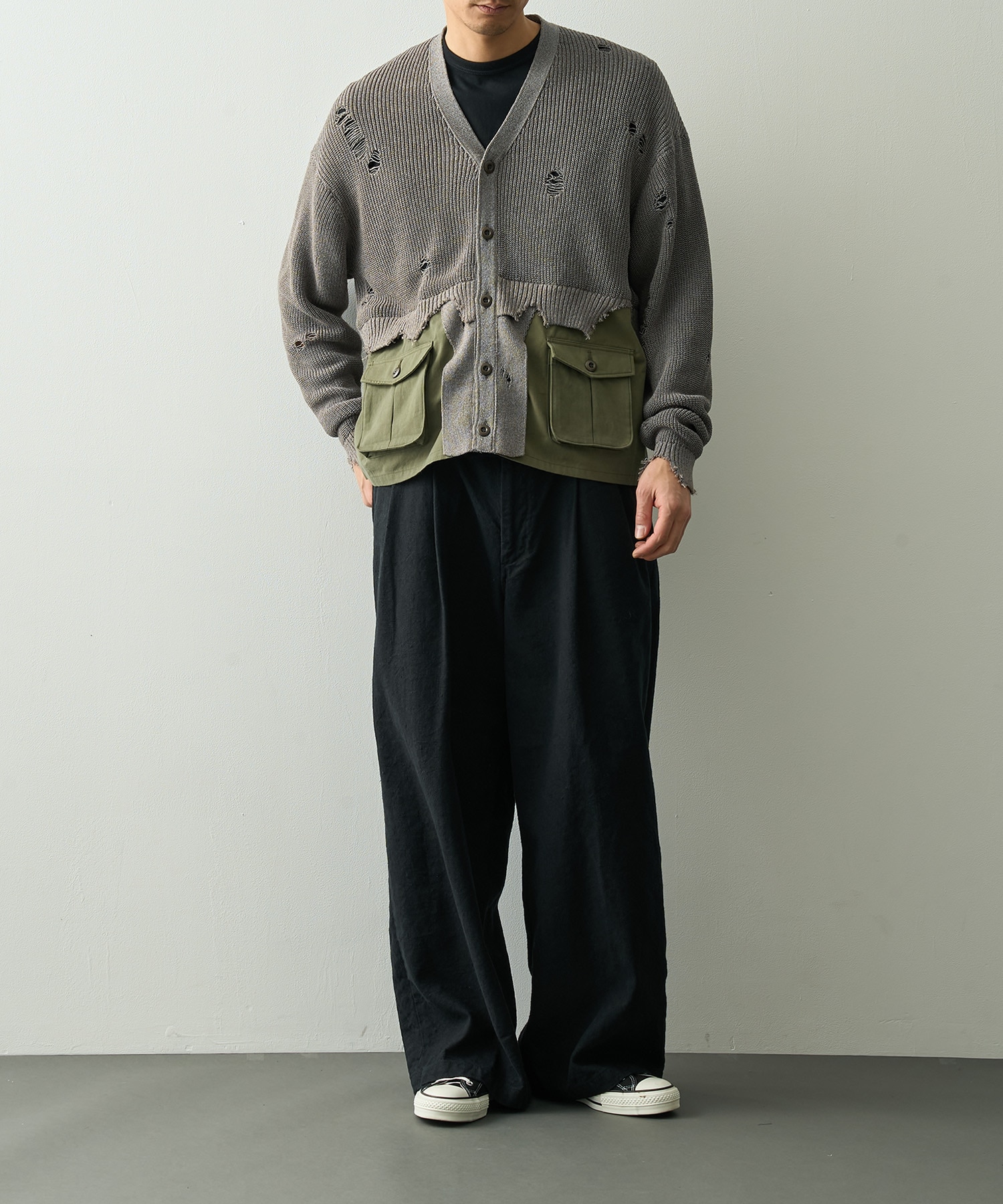 Destroyed Knit Cardigan KHOKI