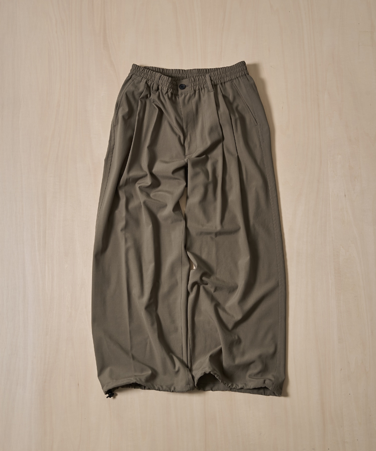 Wool Washer Tropical 2pleated Easy Trousers YOKE