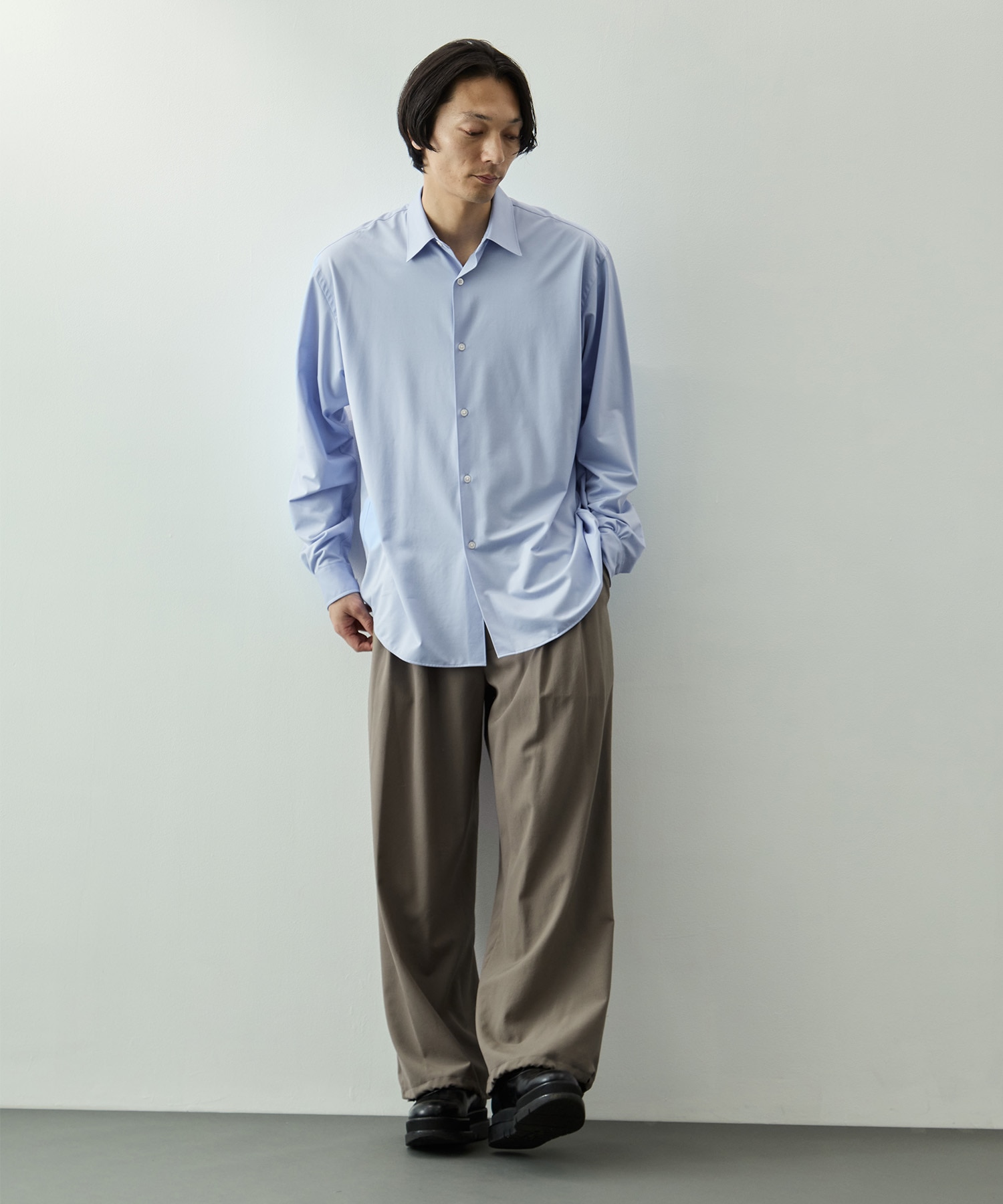 Wool Washer Tropical 2pleated Easy Trousers YOKE