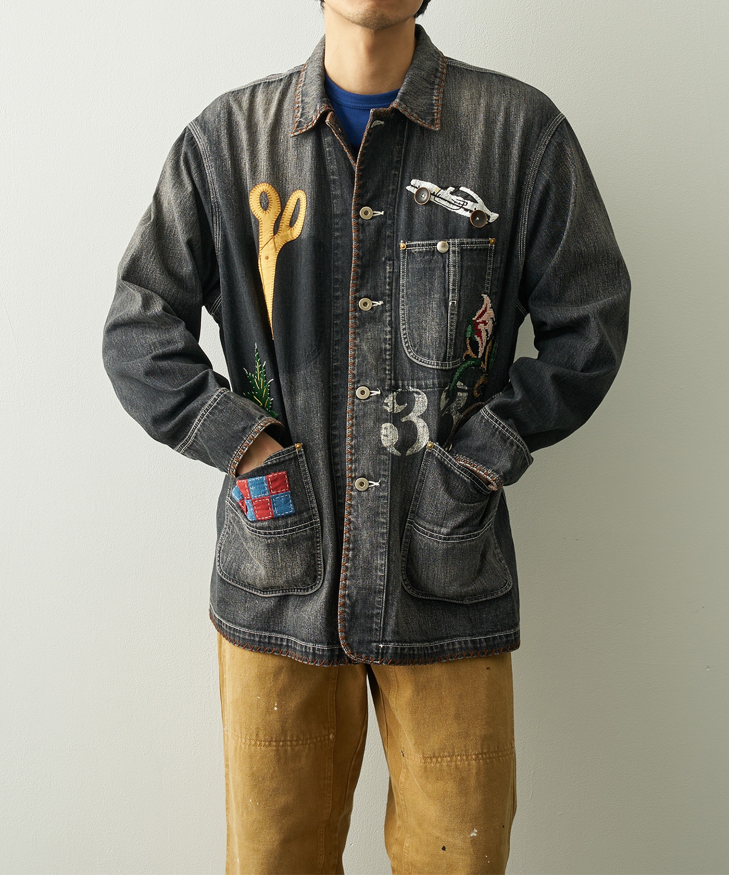 Hand-Embroidered Denim Coverall KHOKI