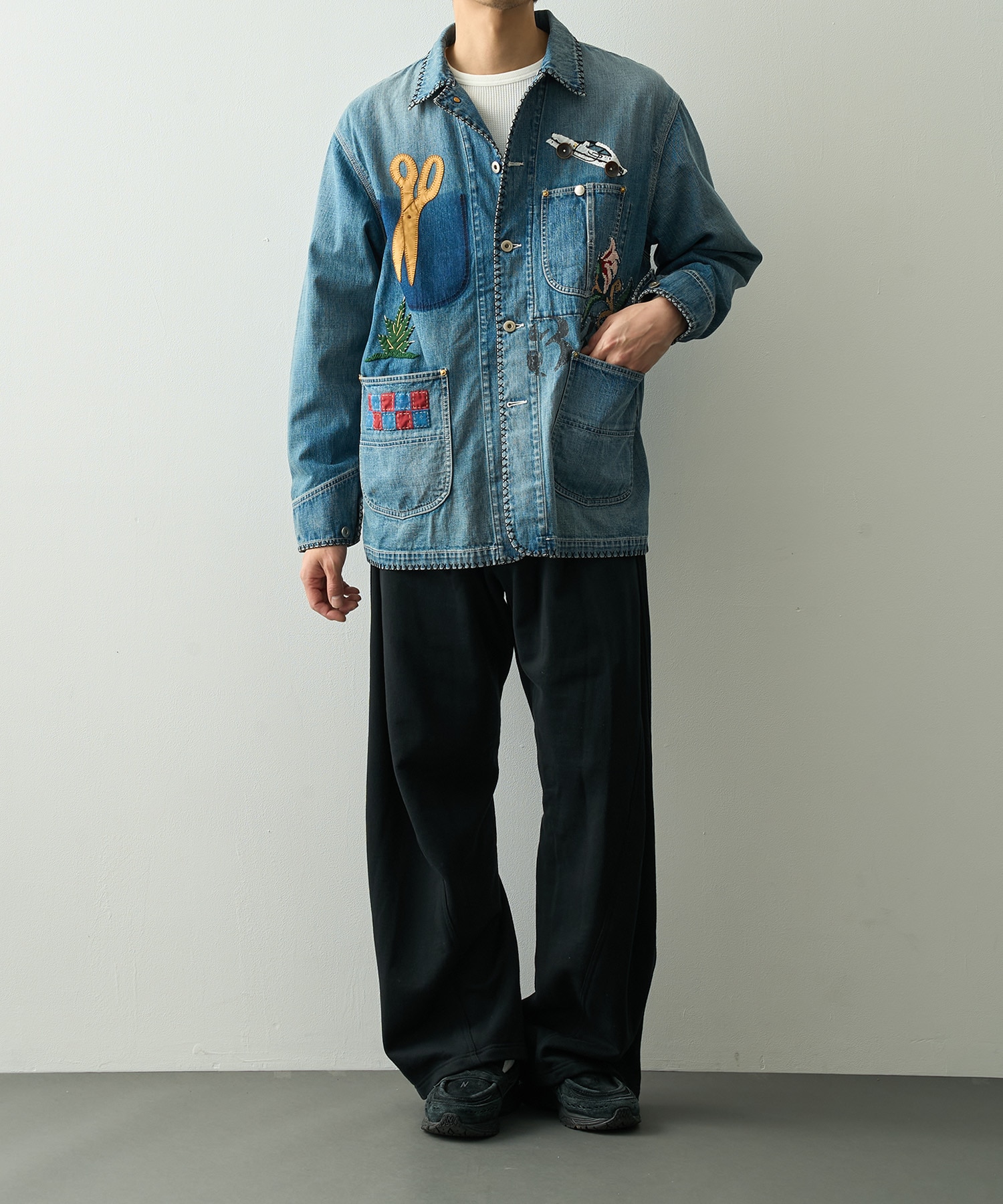 Hand-Embroidered Denim Coverall KHOKI