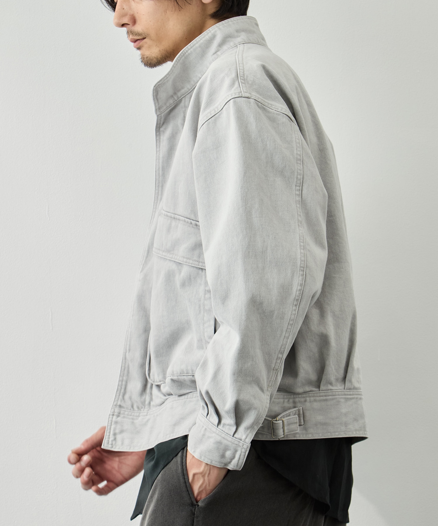Suface Dyed Denim Stand Collar Blouson YOKE