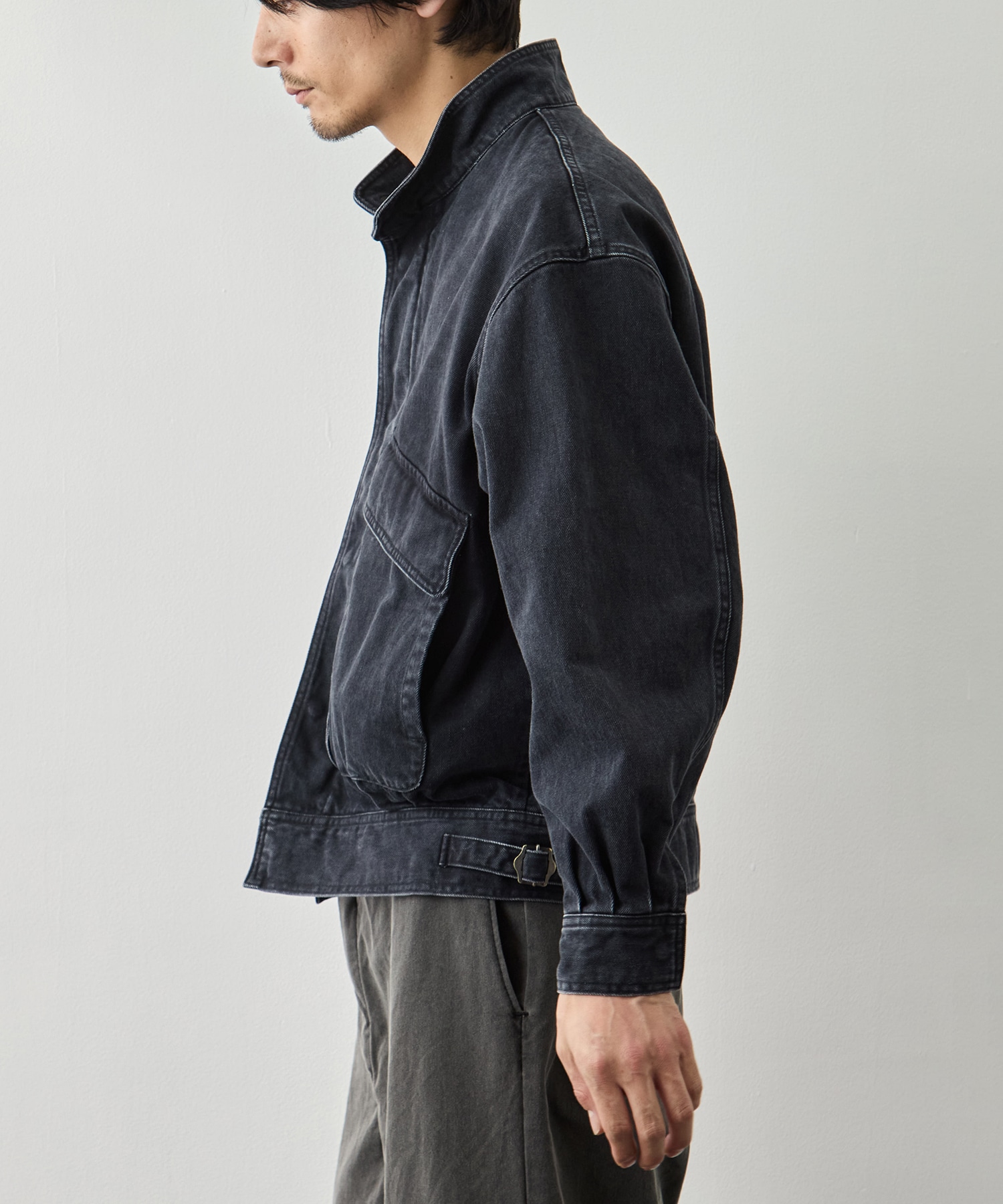 Suface Dyed Denim Stand Collar Blouson YOKE