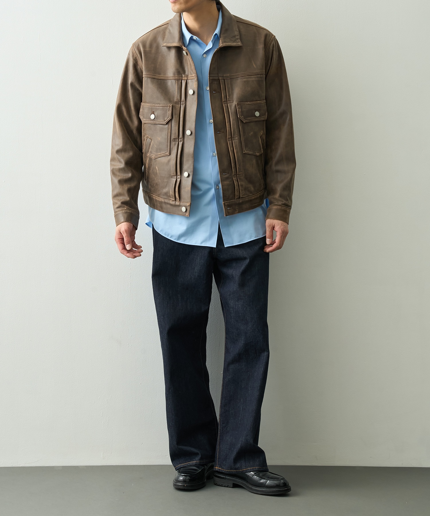 Cracked Leather Trucker Jacket YOKE