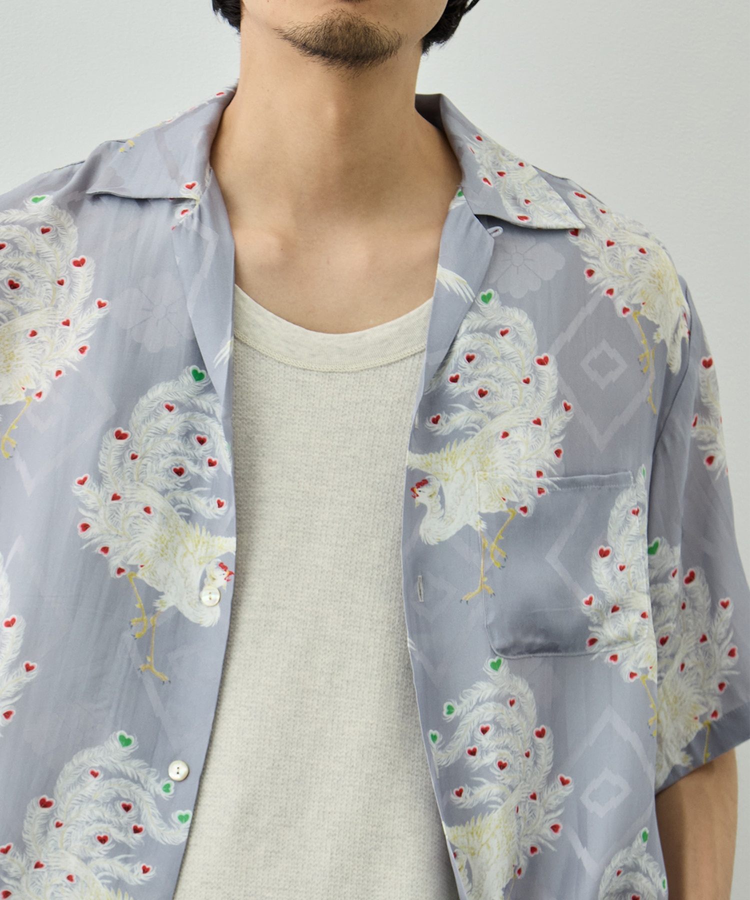 SILK CUPRO SHORT SLEEVE ALOHA SHIRT〈PHOENIX / LIGHT PERPLE〉 NIPOALOHA