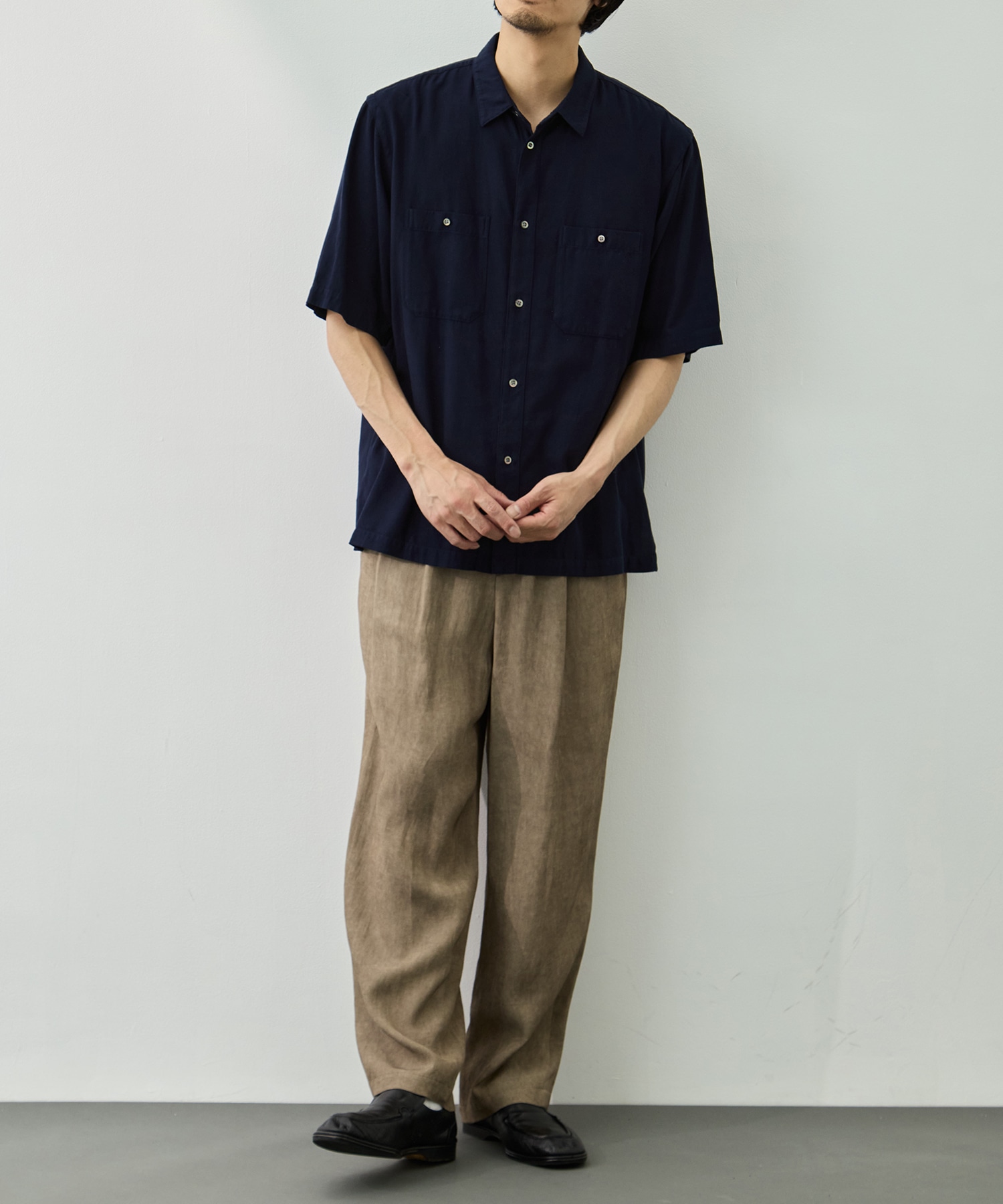 COTTON SILK VIERA LOOSE FIT HALF SLEEVE SHIRT ATON