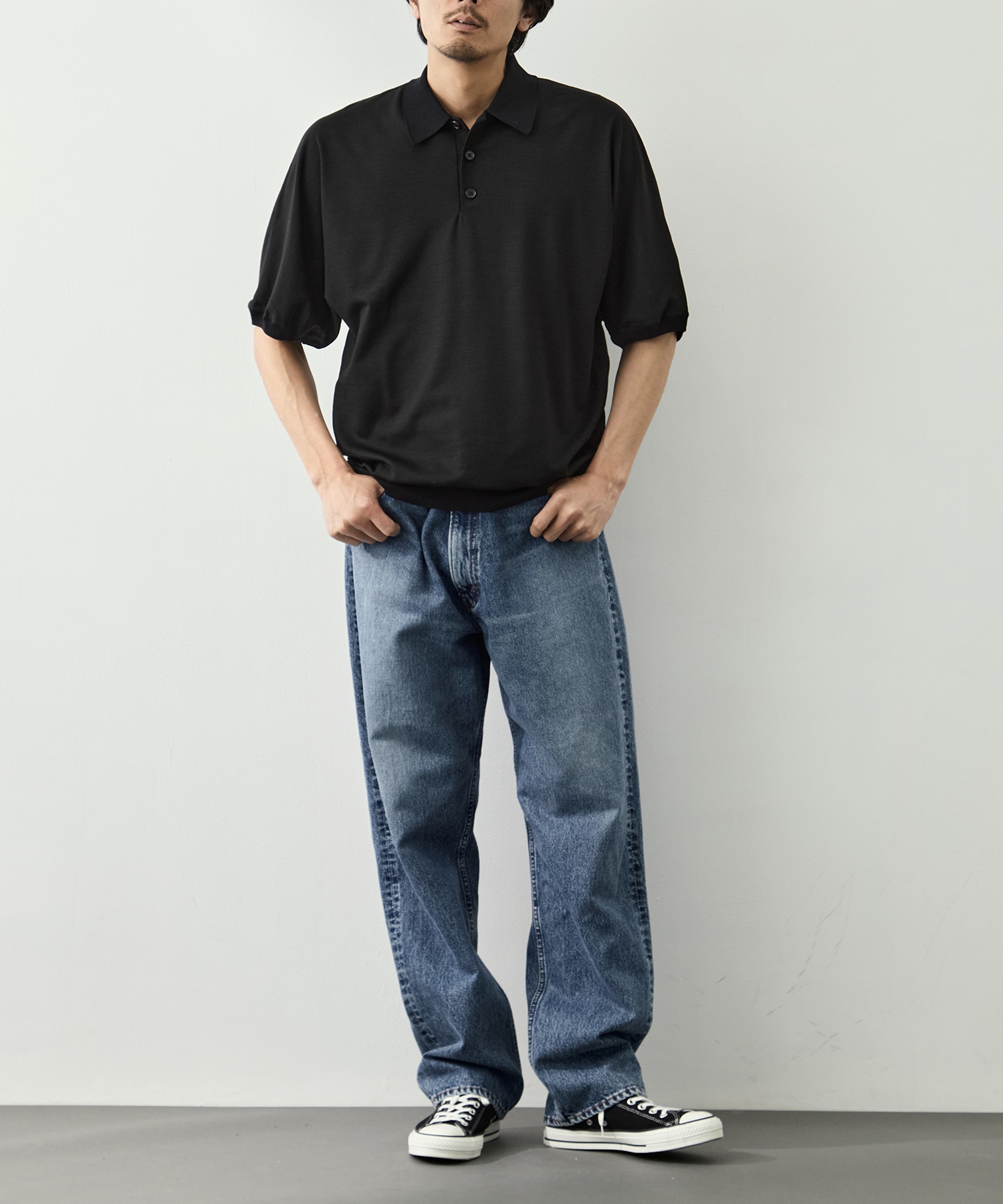 Knit Reduced Collar Half Sleeve Polo GOOD PEOPLE GOOD STITCHING GOOD PRODUCT