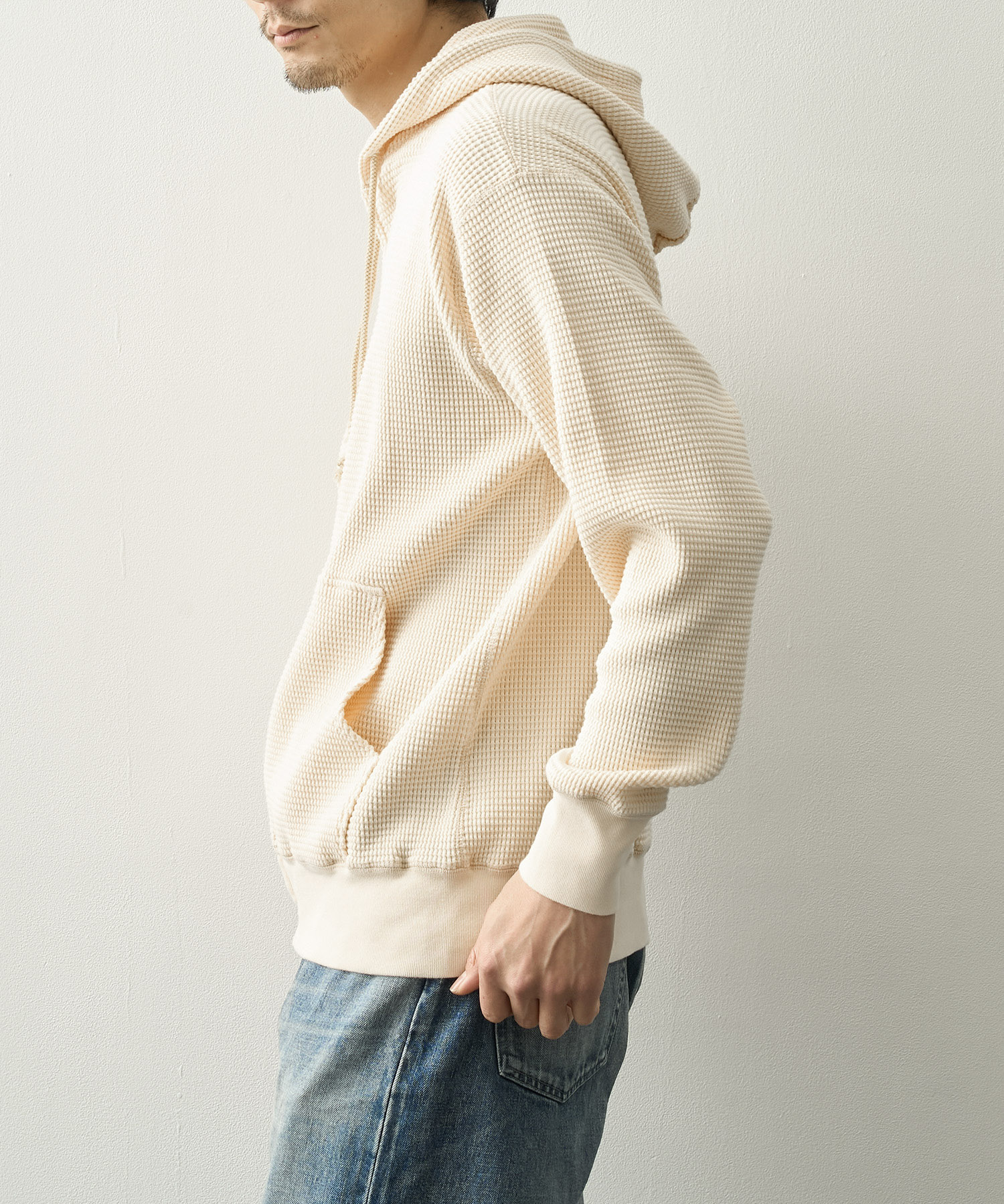 WAFFLE SWEAT HOODED ZIP MASSES