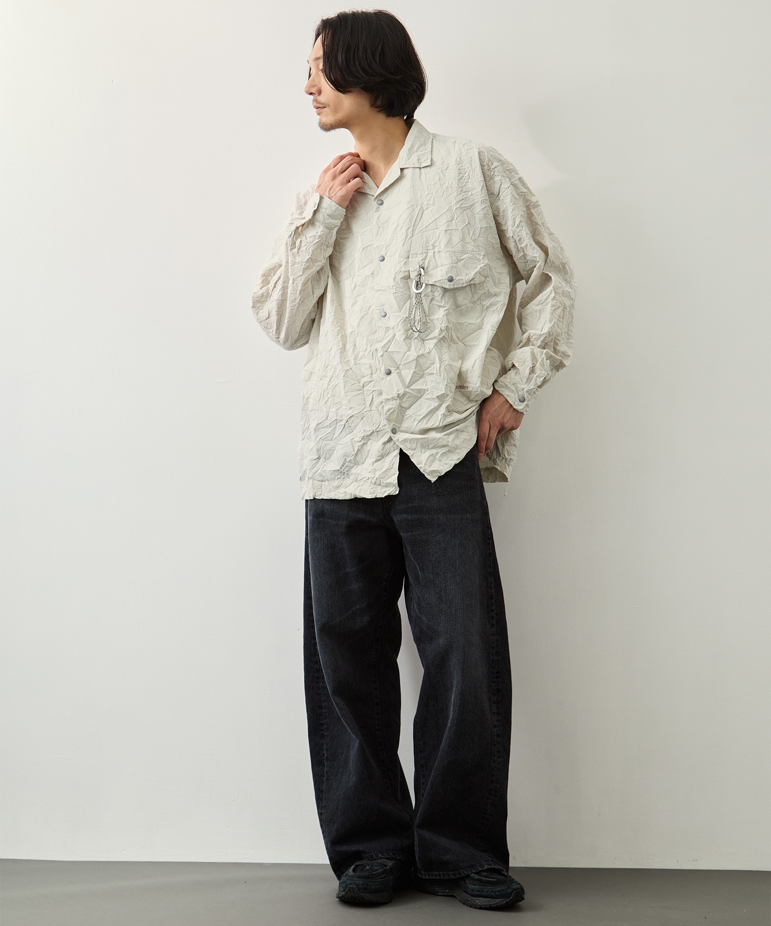 washer pleated open LS shirt and wander