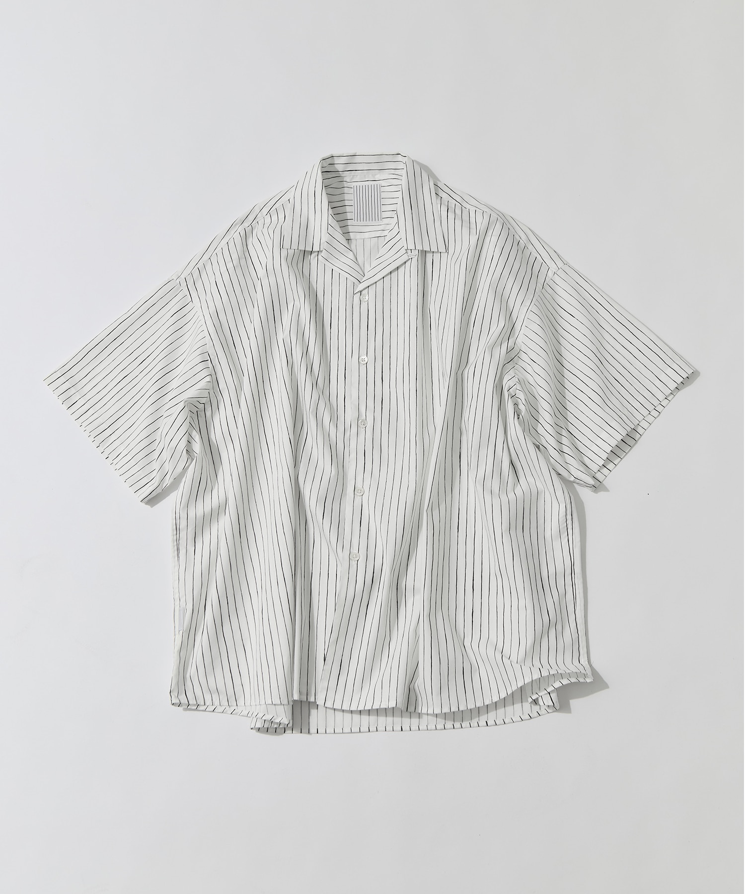 COTTON STRIPE OPEN COLLAR SS SHIRT S.F.C