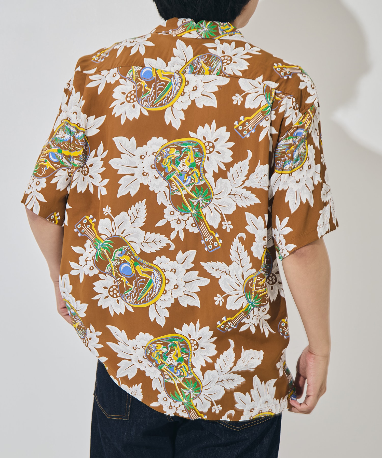 UKULELE MELODYS/S RAYON HAWAIIAN SHIRT SUN SURF
