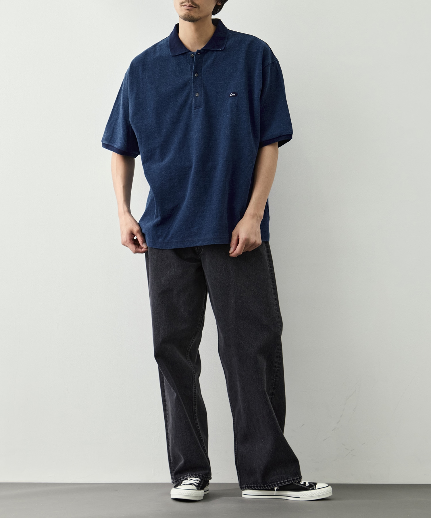 PC-006-3349-0040/BLUE/H/W INDIGO POLO SHIRT PORTER CLASSIC