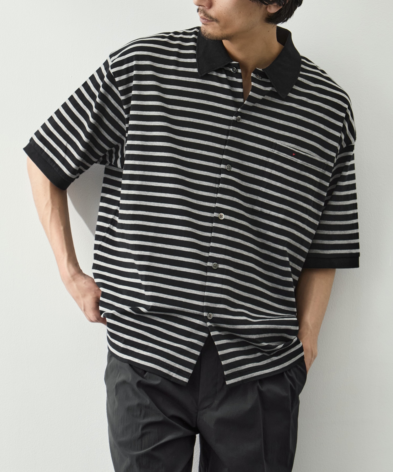 PC-006-3998-0010/BK/H.W BTNK BRDR OPN POLO SHIRT PORTER CLASSIC