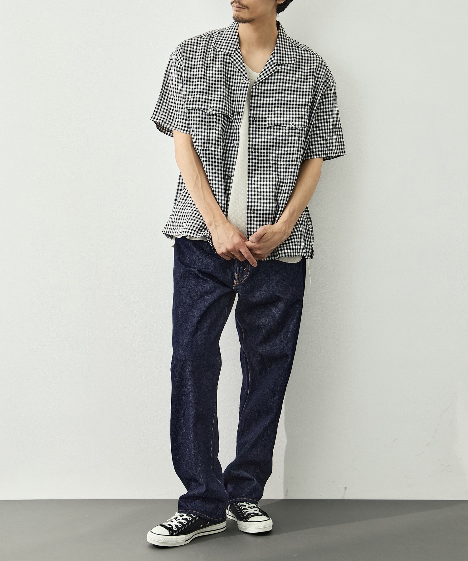 PC-016-3979-0010/BK/KEROUAC LINEN GNGHM CK SHIRT PORTER CLASSIC