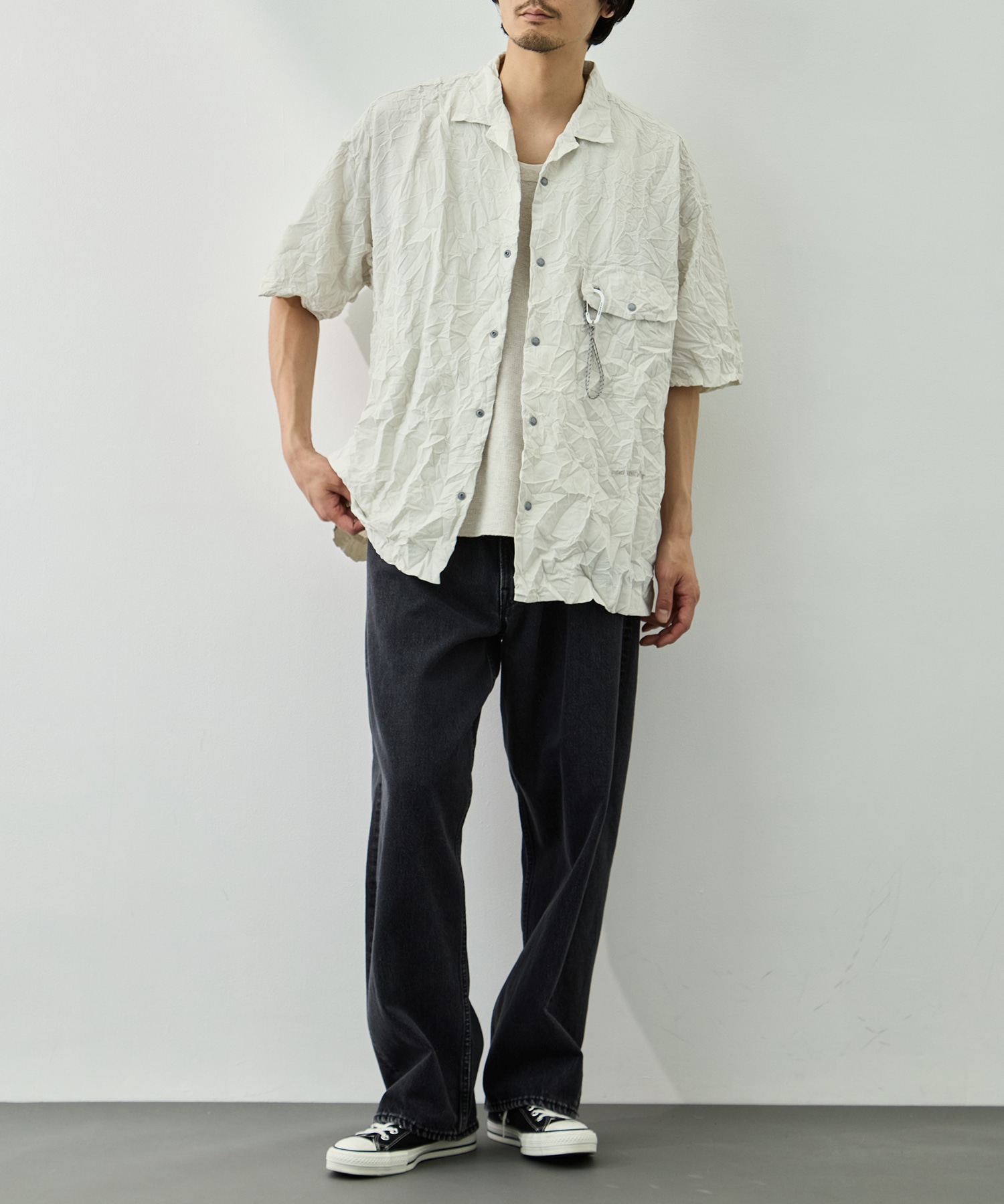 washer pleated open SS shirt and wander