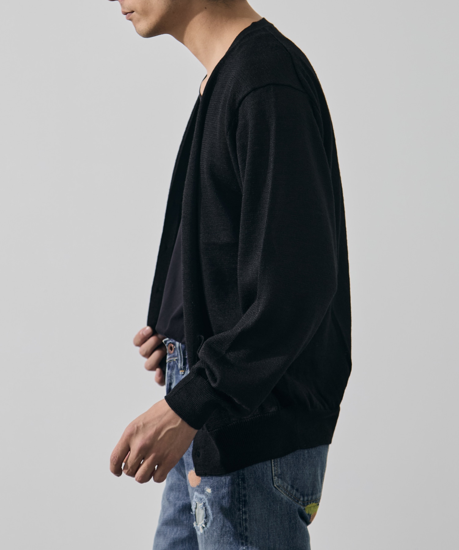 別注 RAMIE WOOL V NECK CARDIGAN BATONER