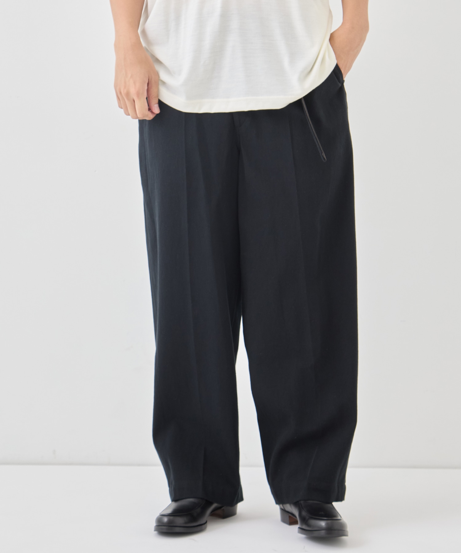 Denim-Leather Belted Trousers blurhms