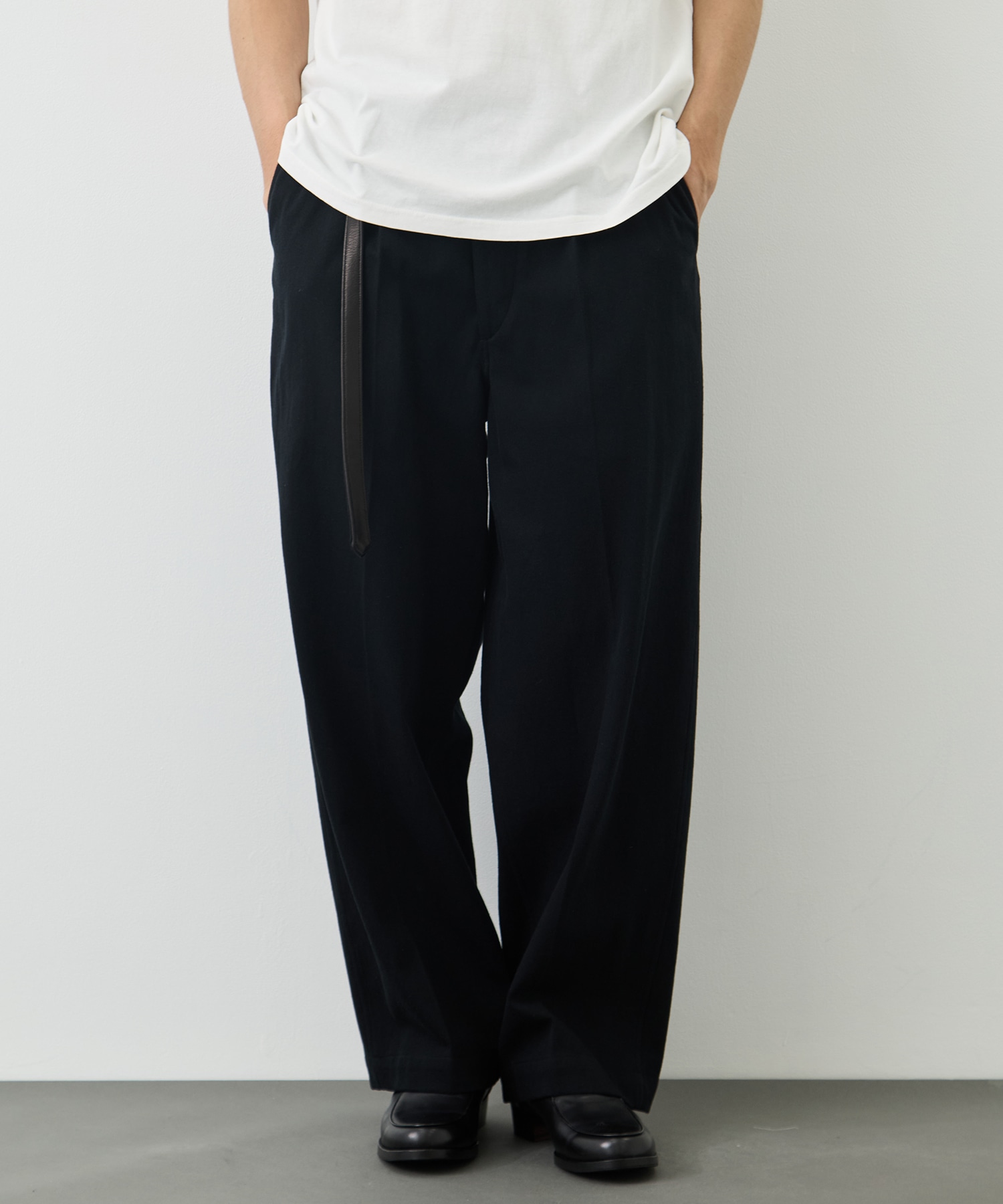 Denim-Leather Belted Trousers blurhms