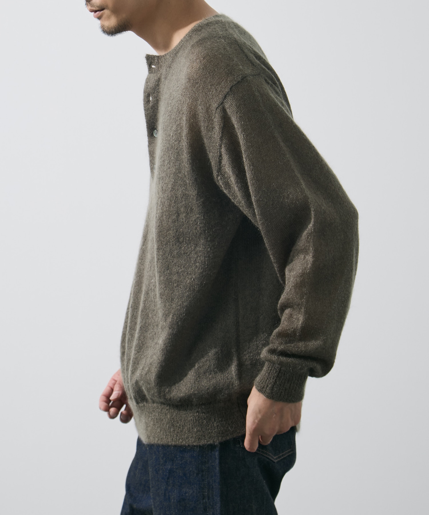 SUPER KID MOHAIR HENRY NECK KNIT YLEVE