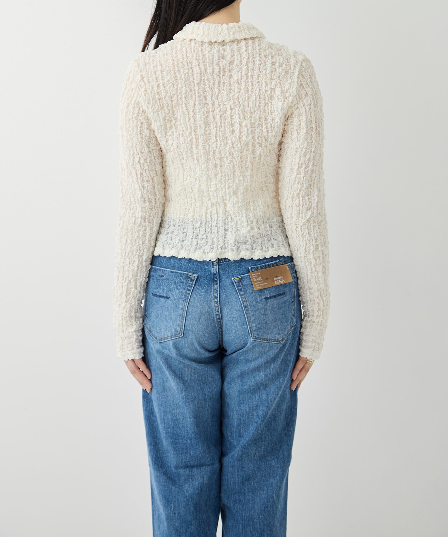 Shrink  Lace Cropped Shirt PHEENY