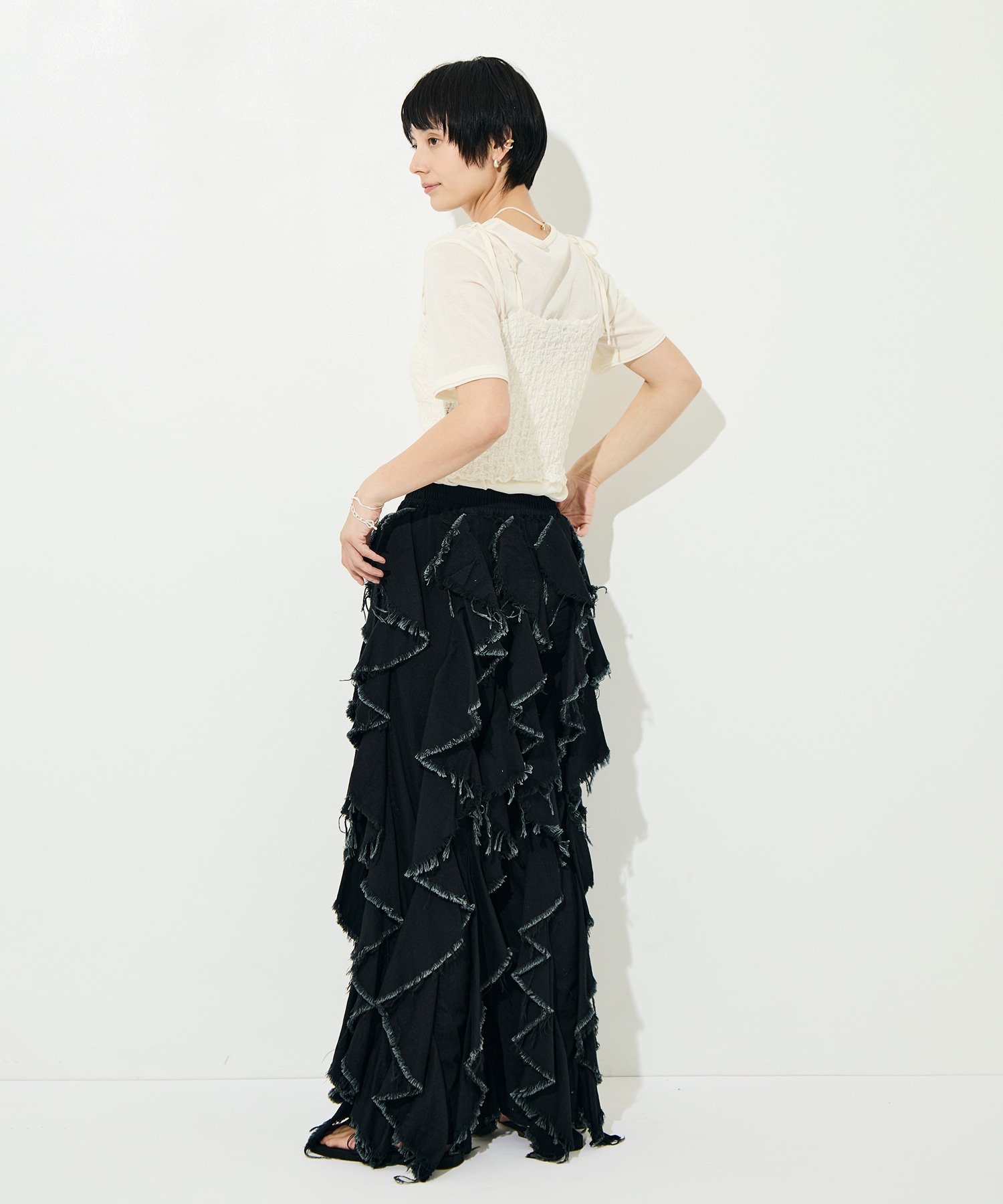 LIGHT OZ RUFFLE DENIM PANTS BELPER
