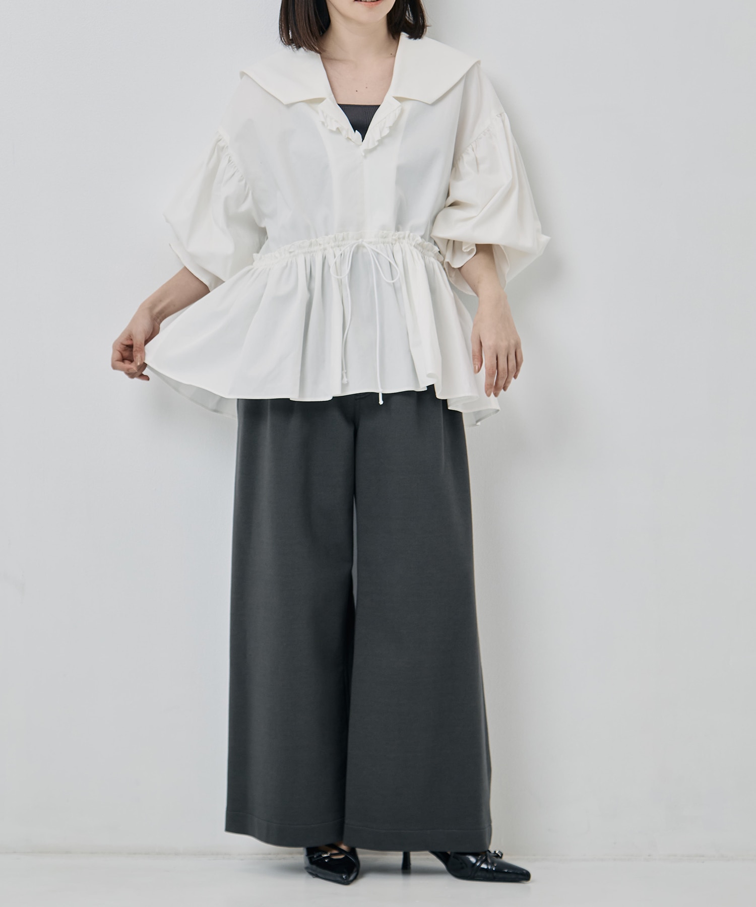 Hard Compact French Terry Wide Pants PHEENY