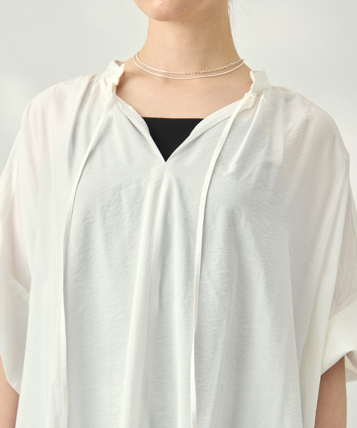 Modal silk gather neck dress 08sircus