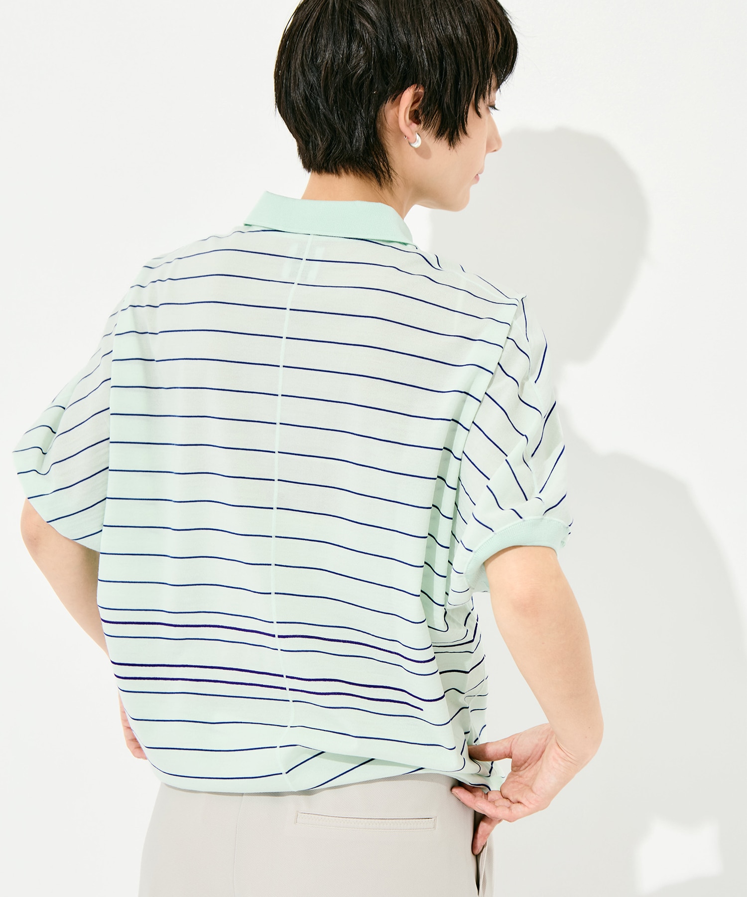 Dual Stripe Knit Half Sleeve Polo GOOD PEOPLE GOOD STITCHING GOOD PRODUCT