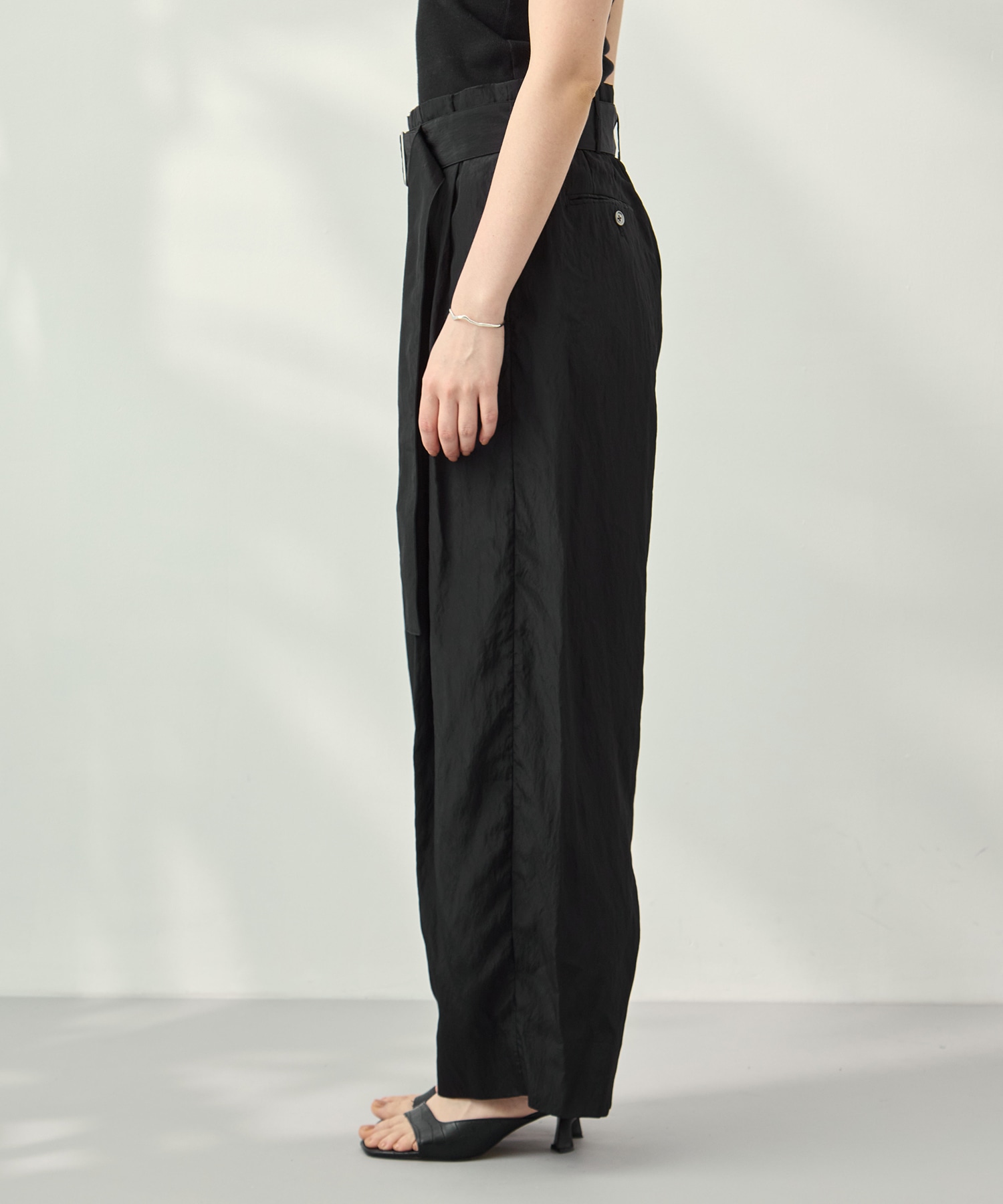 Viscose washer 2tuck belted wide pants 08sircus