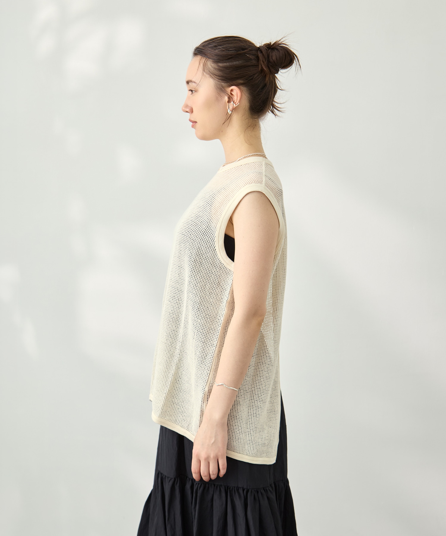 Basket Mesh Back-slit Tank PHEENY