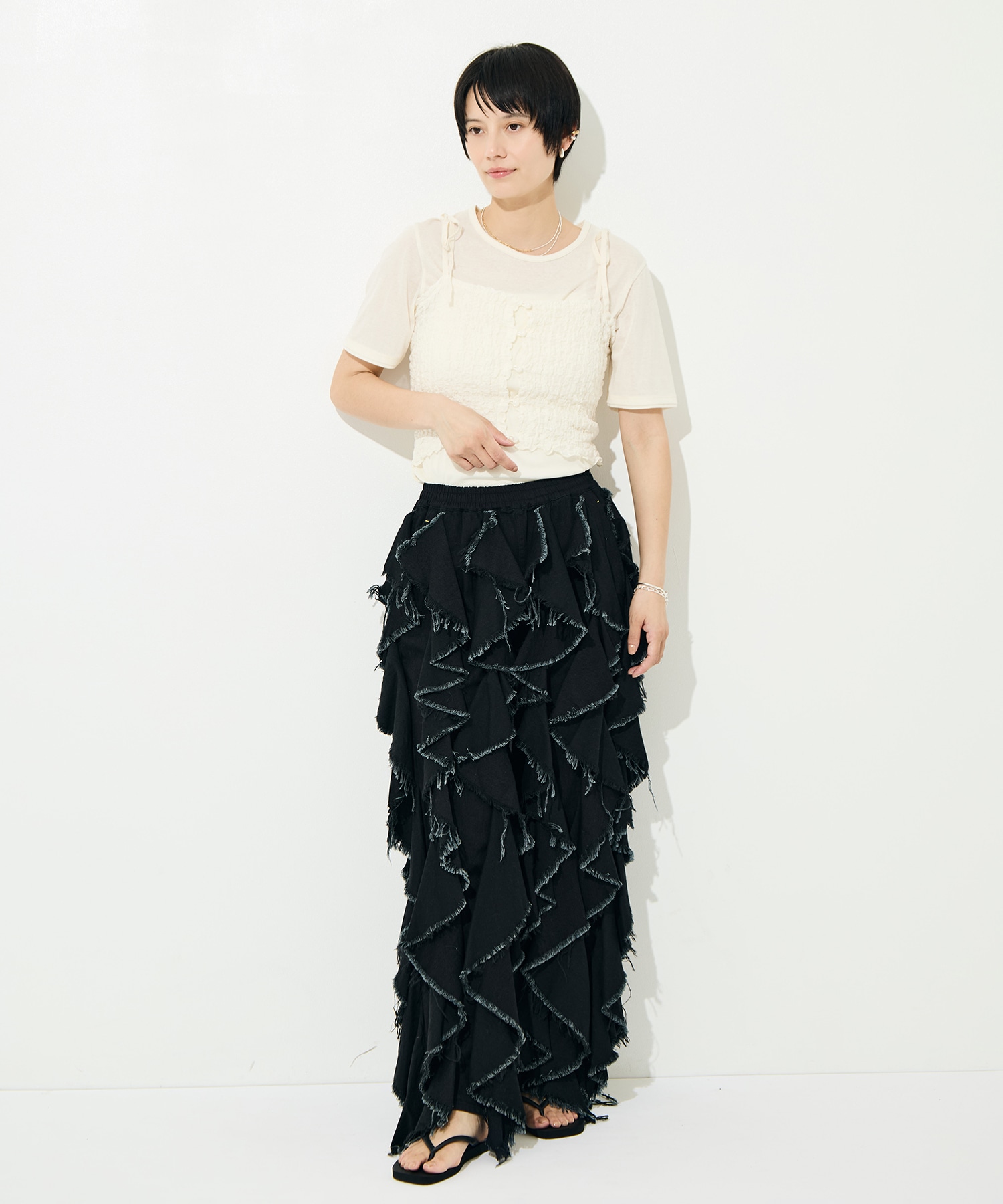 Shrink Lace Frill Camisole PHEENY