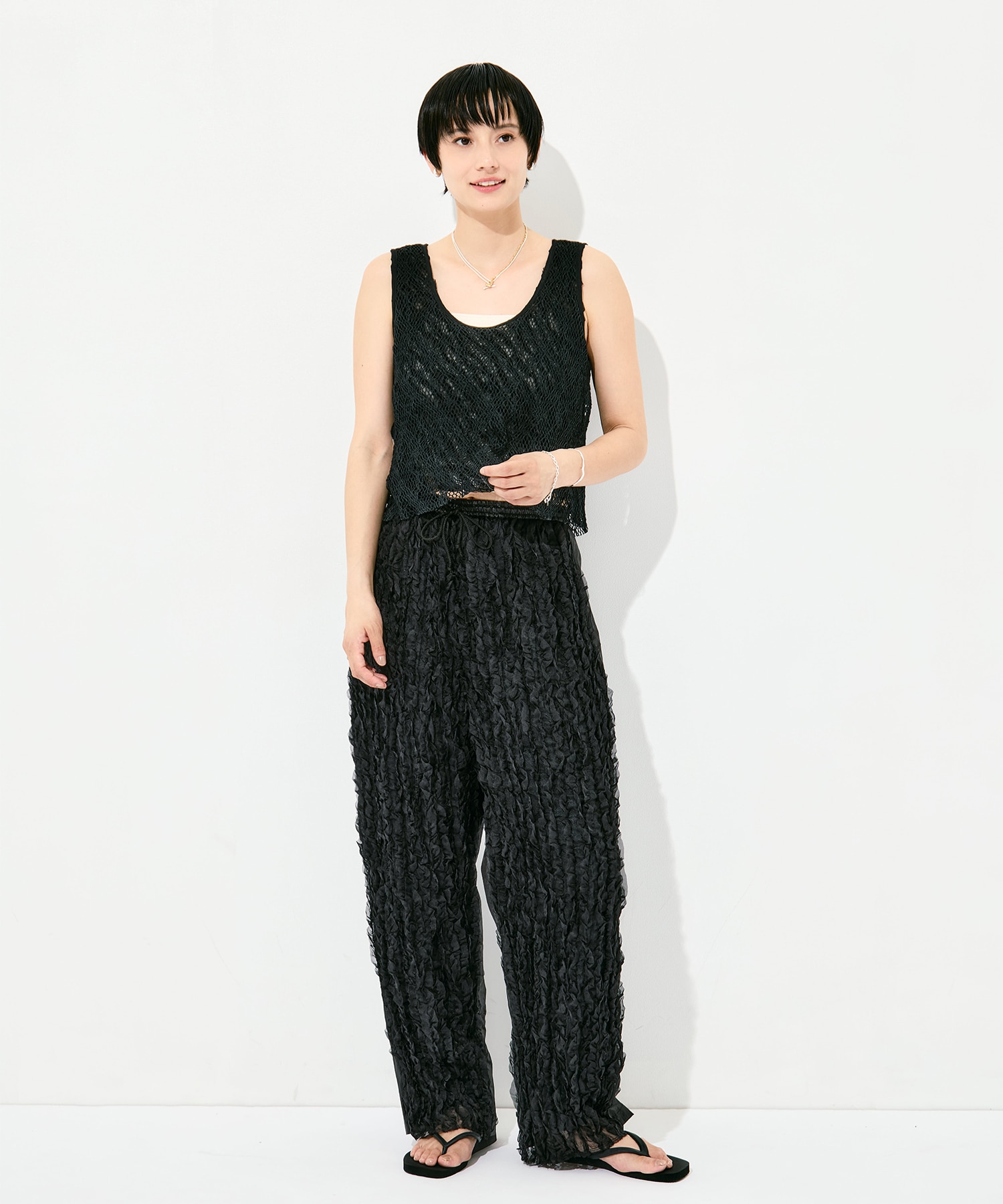 RUFFLE CHIFFON LAYER TOP muller of yoshiokubo